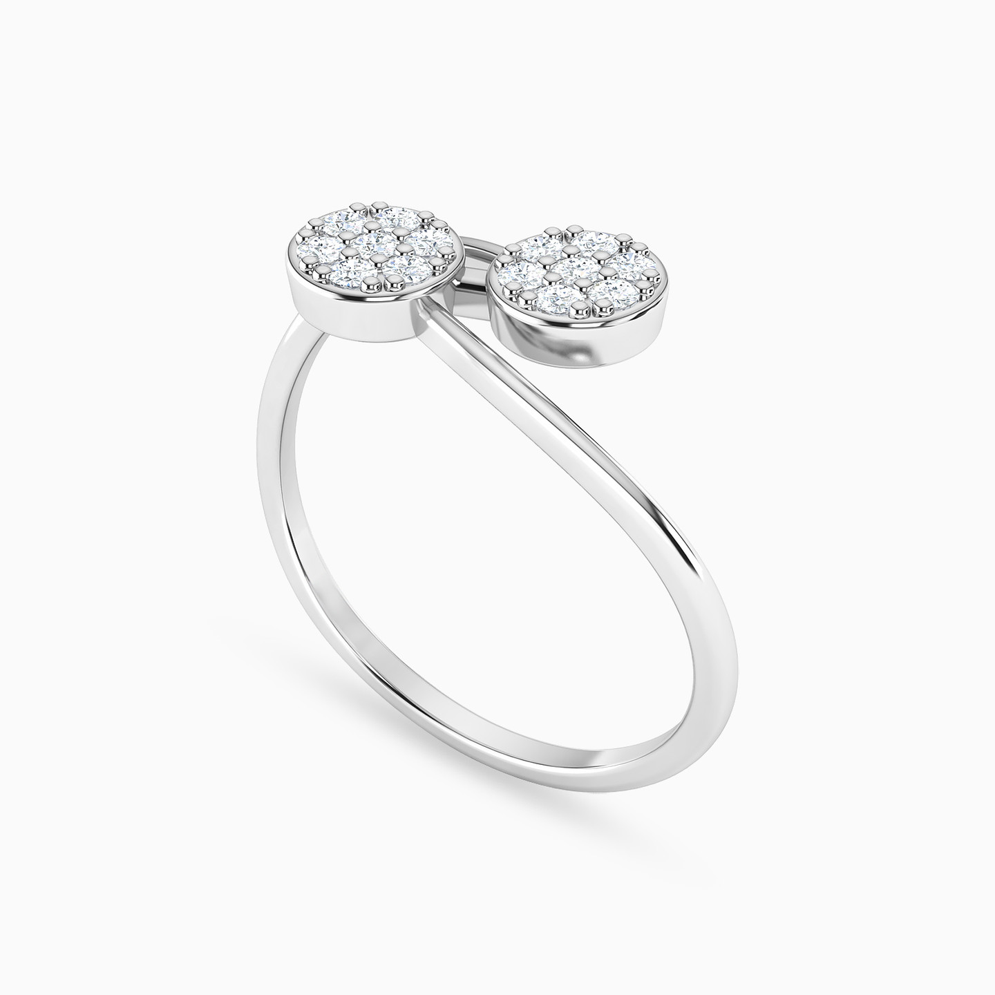 Circle Cubic Zirconia Two Headed Ring in 18K Gold - 2