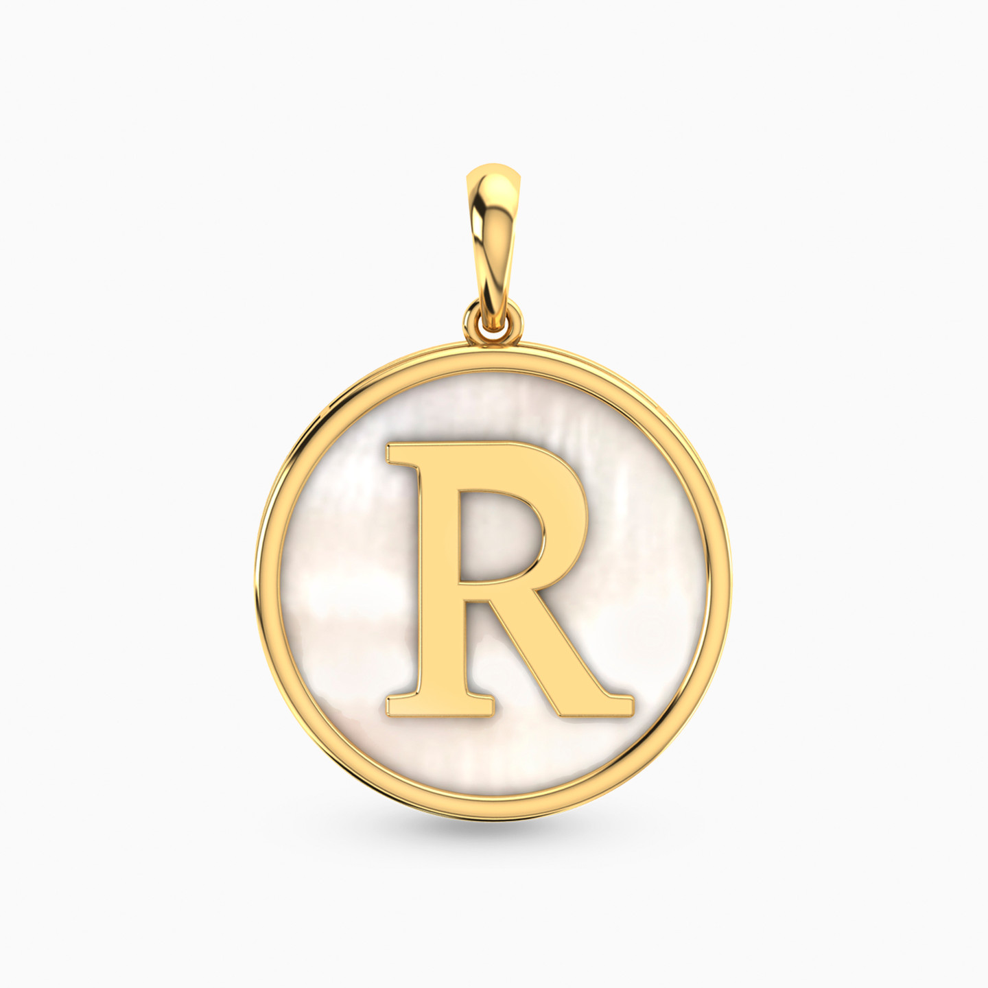Letter R Pearl Pendant in 18K Gold Letter R Pearl Pendant in 18K Gold