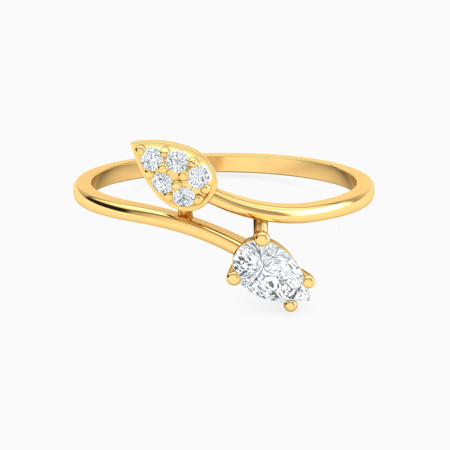 18K Gold Cubic Zirconia Two-headed Ring