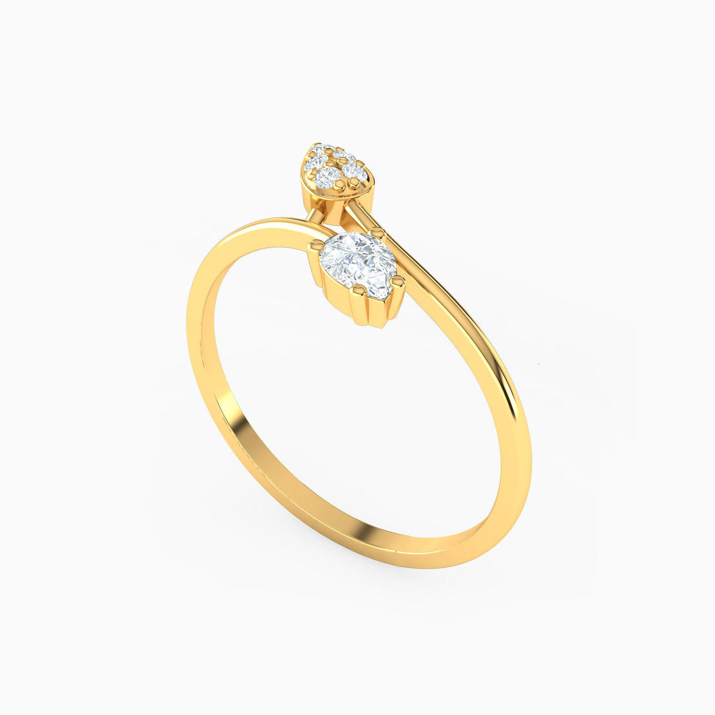 18K Gold Cubic Zirconia Two-headed Ring - 2