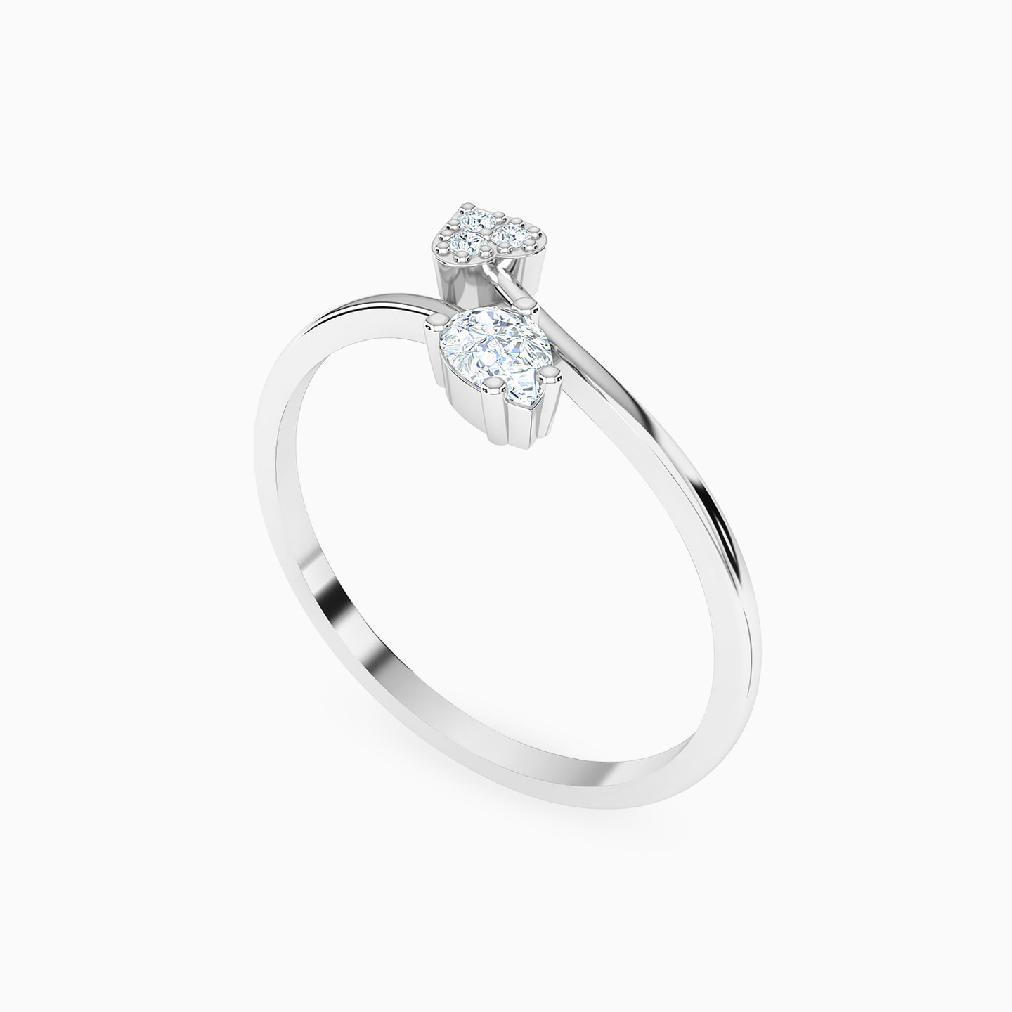 Pear Cubic Zirconia Two Headed Ring in 18K Gold - 2 Pear Cubic Zirconia Two Headed Ring in 18K Gold - 2