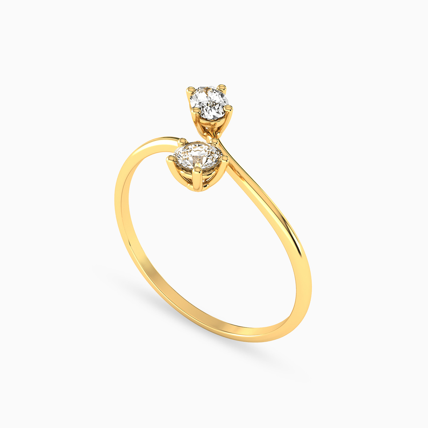 18K Gold Cubic Zirconia Two-headed Ring - 2