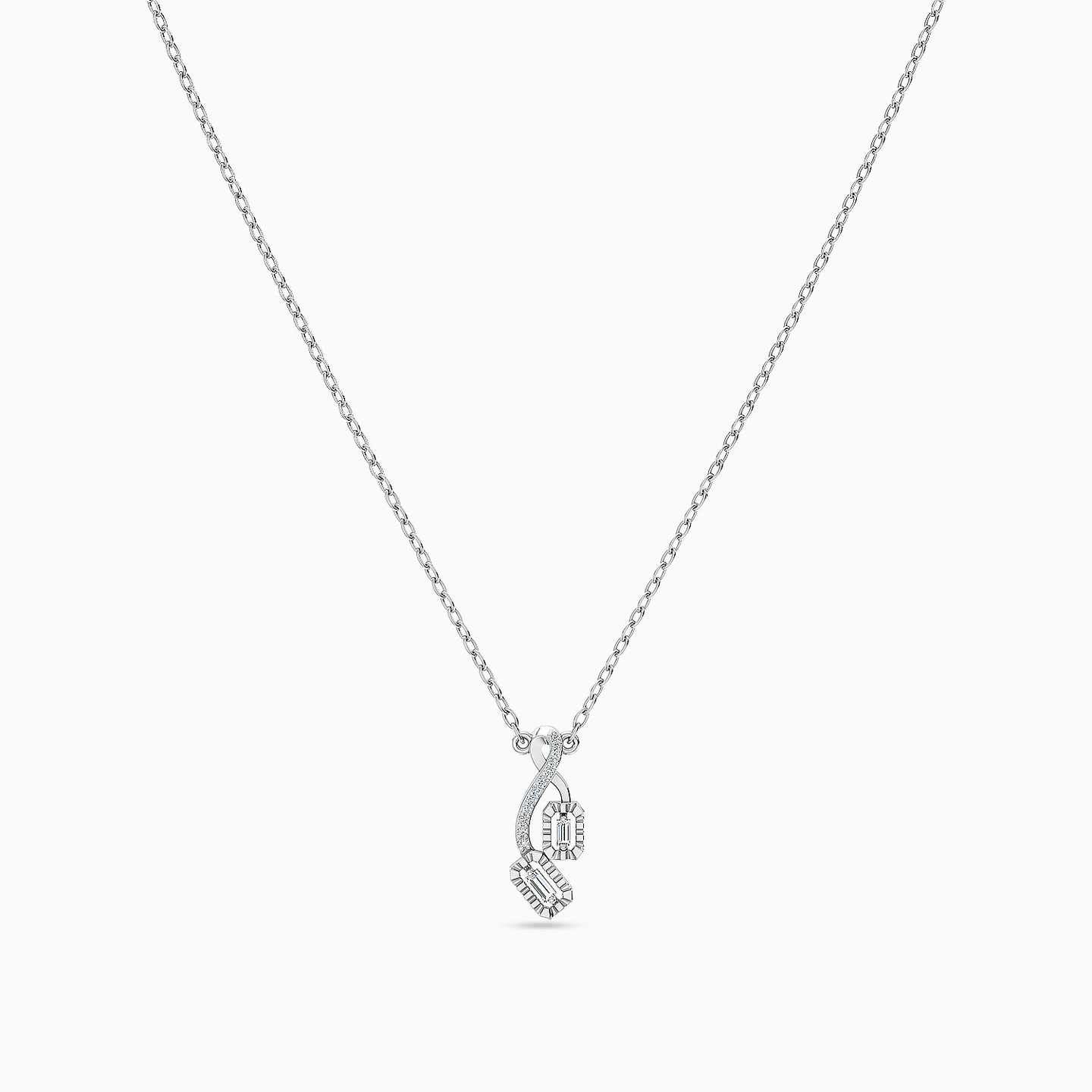 Ribbon Diamond Necklace in 18K Gold - 3 Ribbon Diamond Necklace in 18K Gold - 3