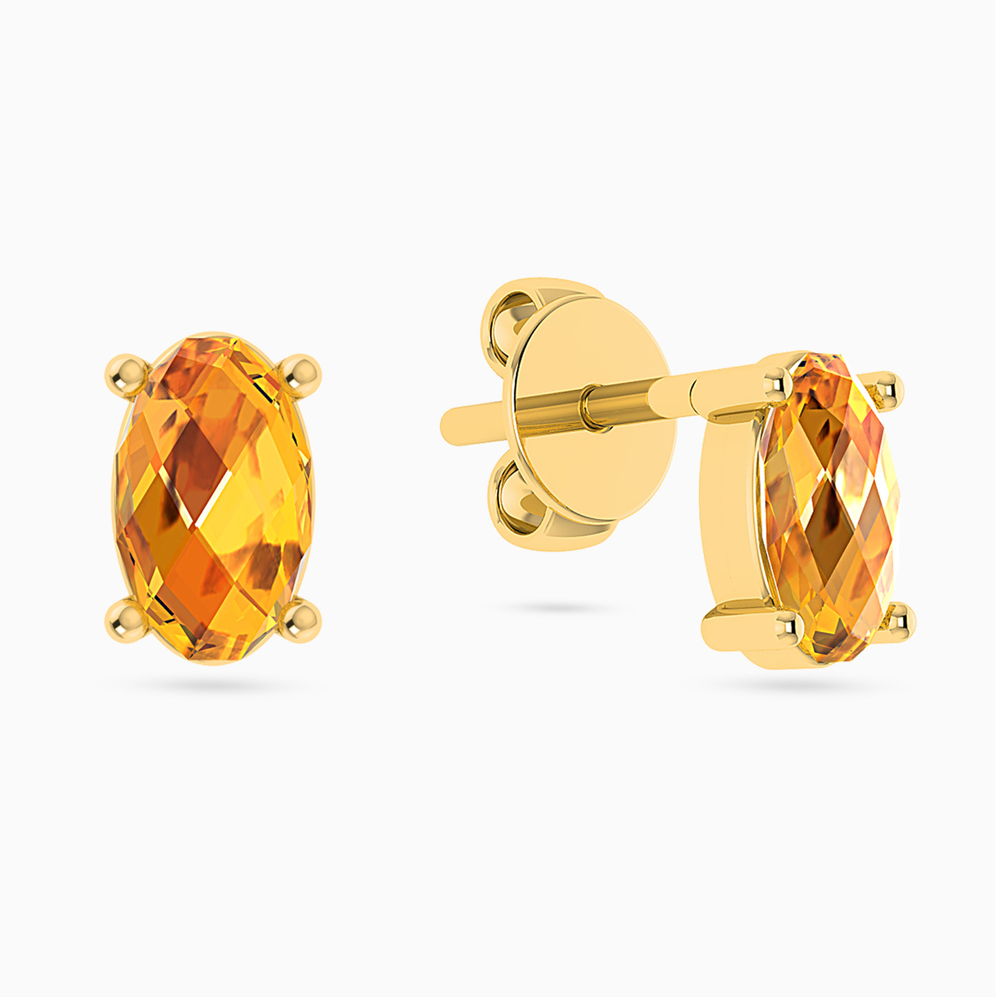 18K Gold Colored Stones Stud Earrings - 2