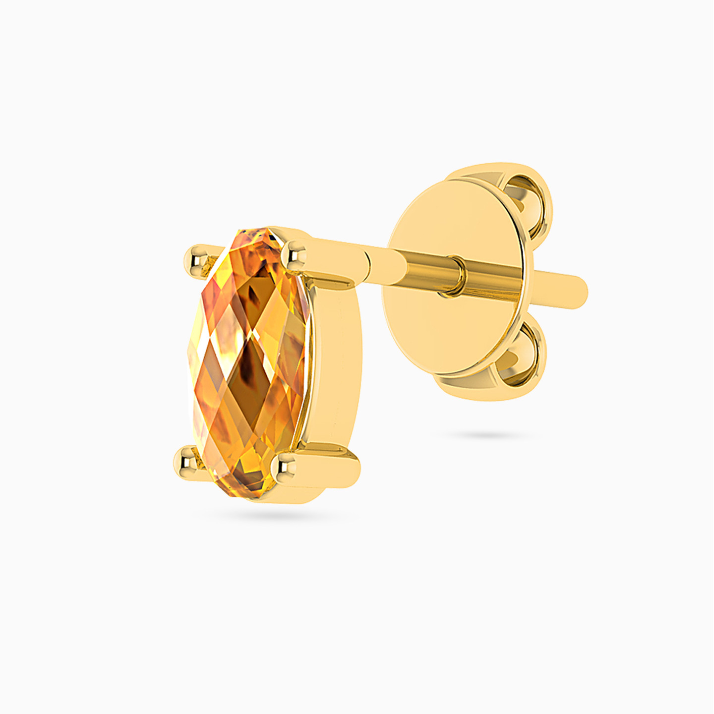 Oval Orange Stone Stud Earrings in 18K Gold - 3 Oval Orange Stone Stud Earrings in 18K Gold - 3