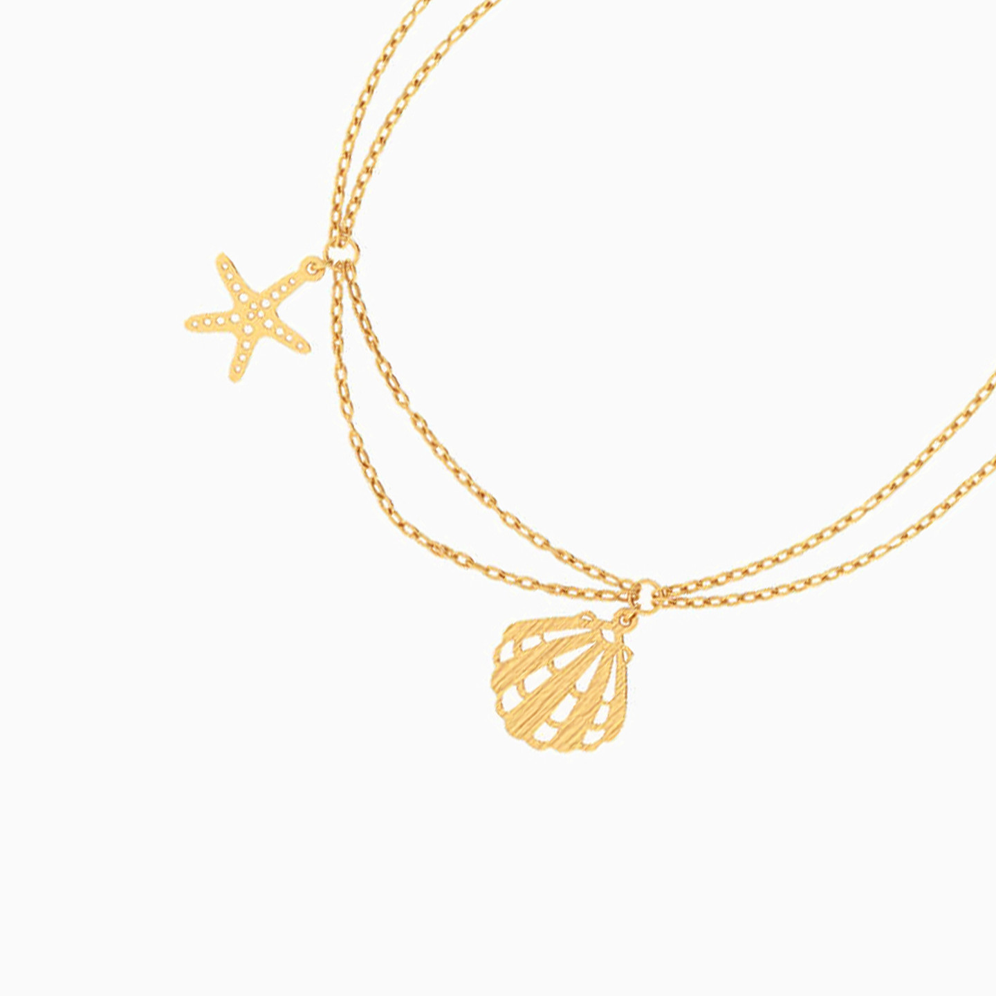 Starfish and Seashell Chain Bracelet in 18K Gold - 3 Starfish and Seashell Chain Bracelet in 18K Gold - 3