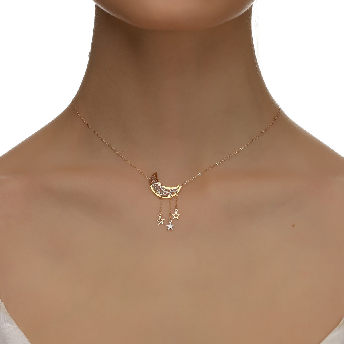 Crescent Necklace in 18K Gold - 3 Crescent Necklace in 18K Gold - 3