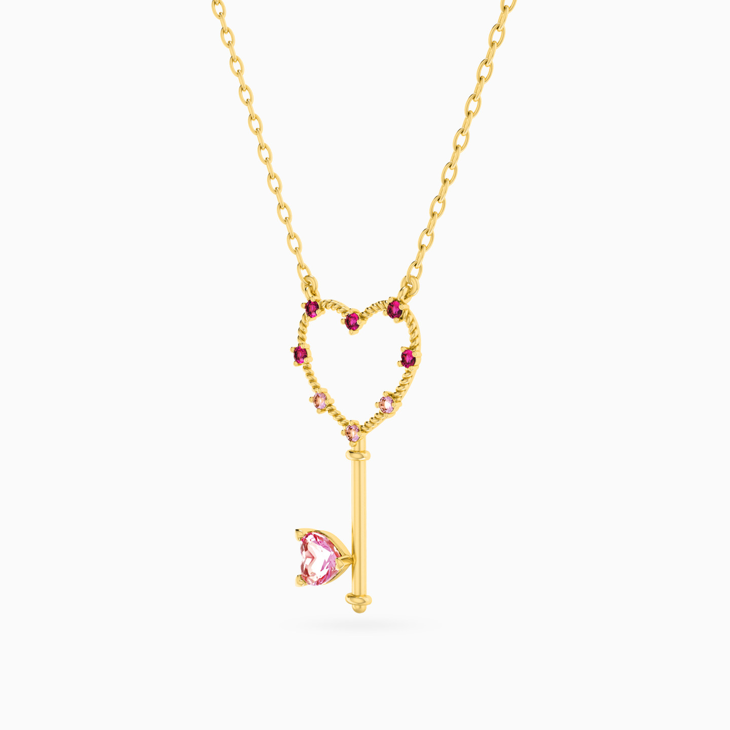Key Rose Stone Necklace in 18K Gold - 2 Key Rose Stone Necklace in 18K Gold - 2