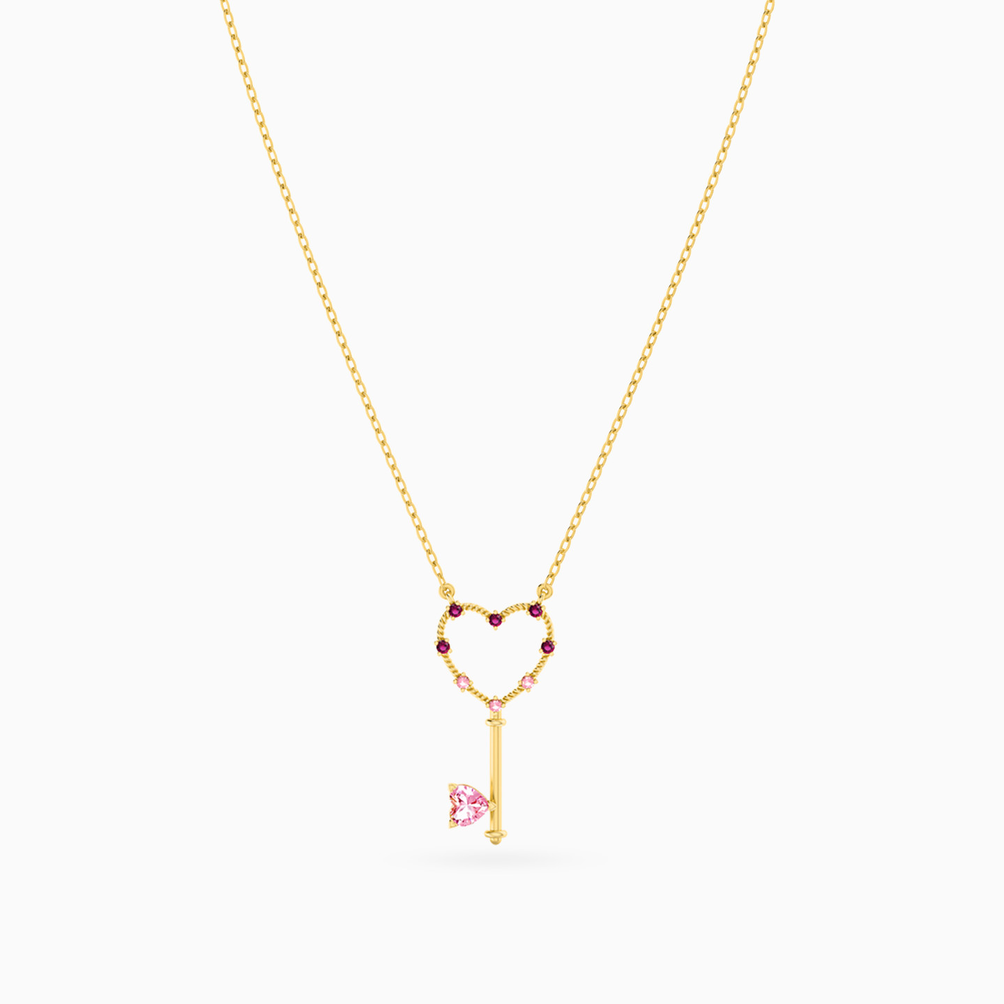 Key Rose Stone Necklace in 18K Gold - 3 Key Rose Stone Necklace in 18K Gold - 3