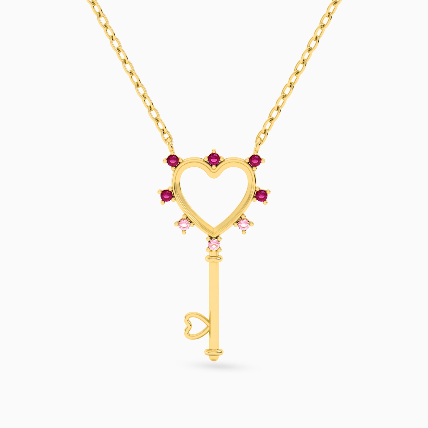 Key Rose Stone Necklace In 18K Gold Key Rose Stone Necklace In 18K Gold