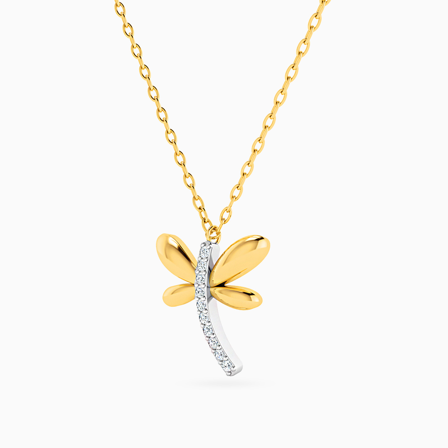سلسلة ذهب Dragonfly عيار 18 قيراط مزينة بالألماس - 2 سلسلة ذهب Dragonfly عيار 18 قيراط مزينة بالألماس - 2