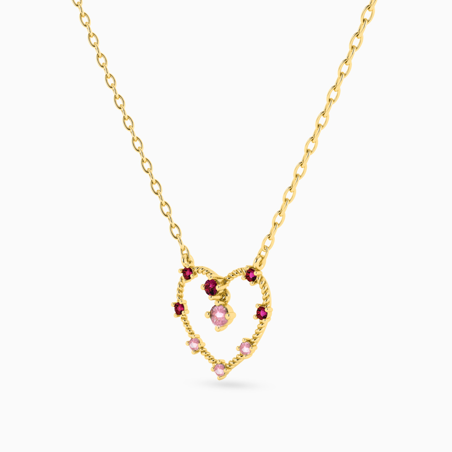 18K Gold Colored Stones Pendant Necklace - 2