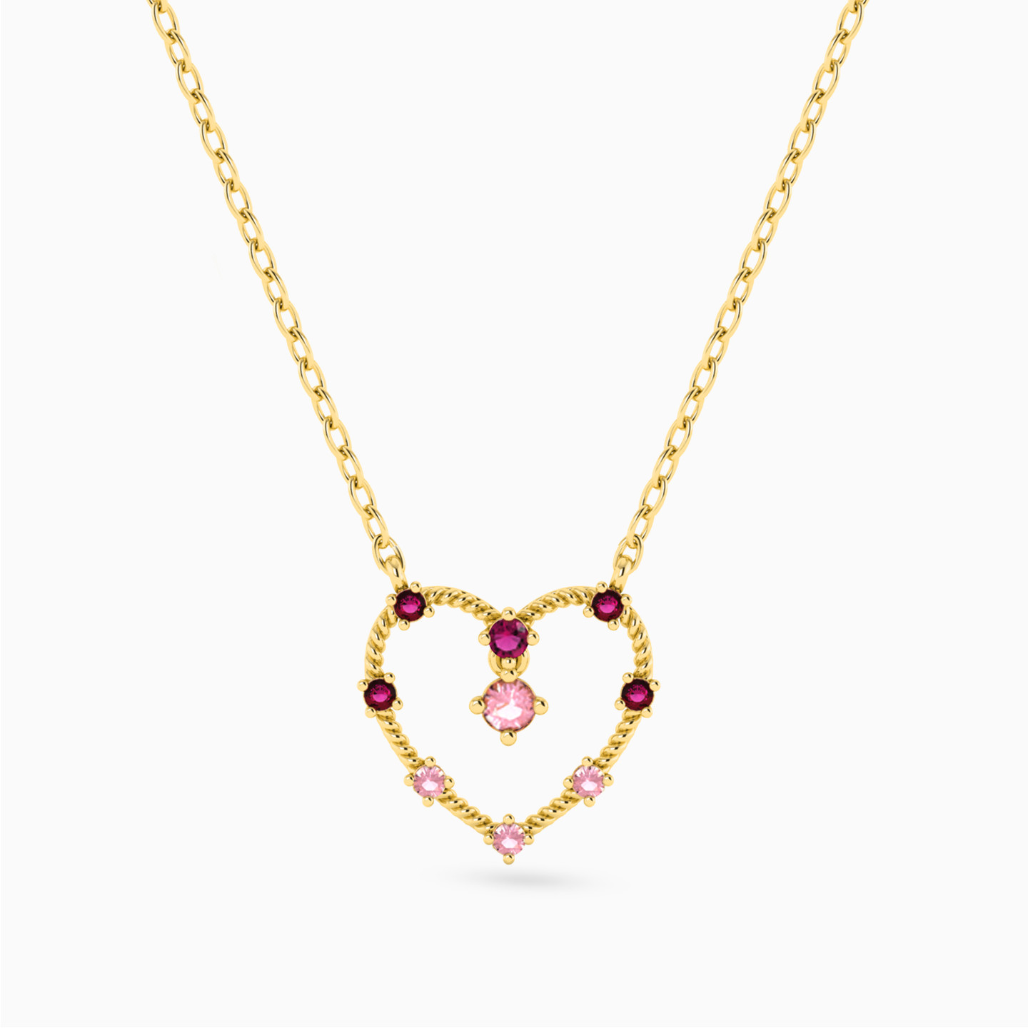 18K Gold Colored Stones Pendant Necklace