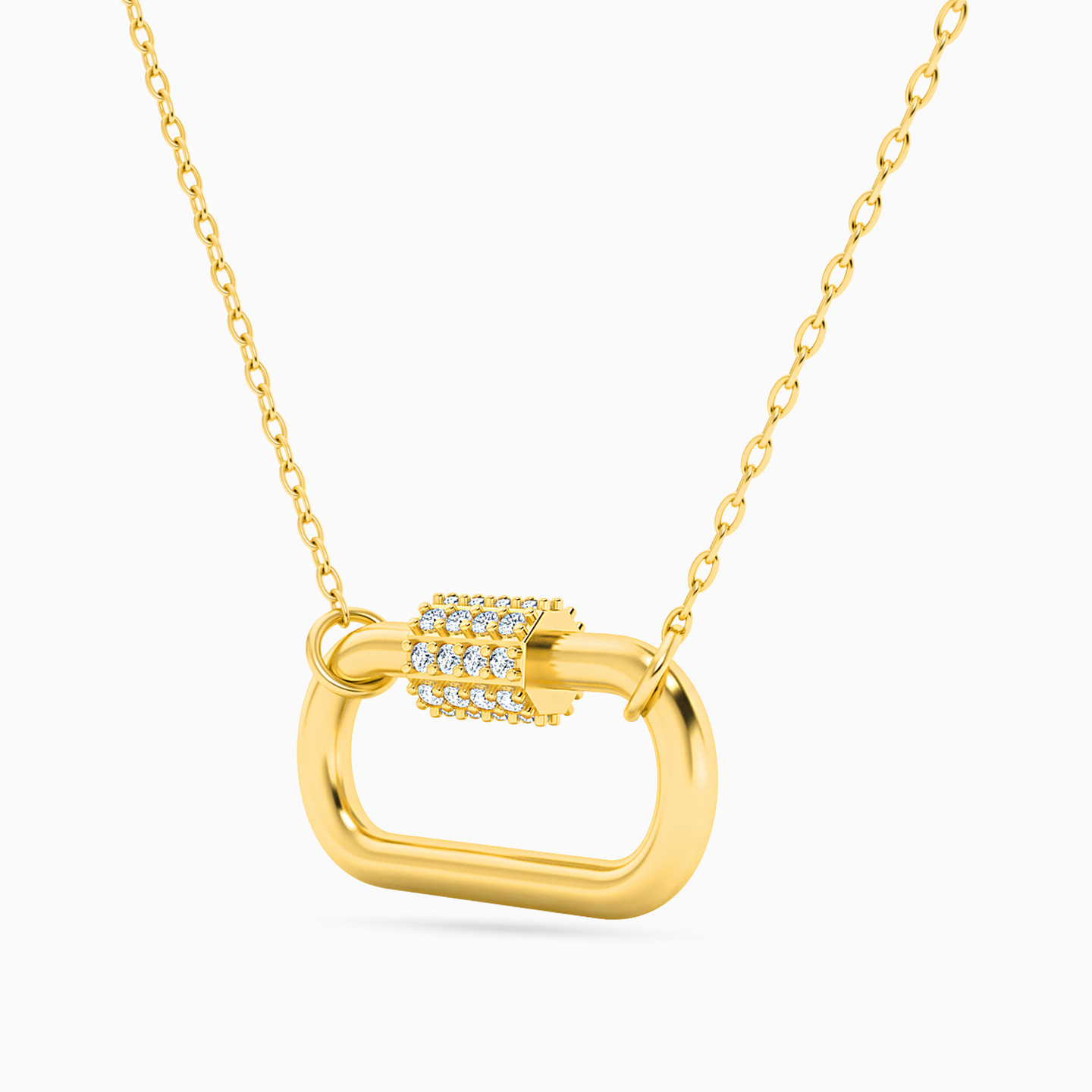 Oval Diamonds Necklace In 18K Gold - 2 Oval Diamonds Necklace In 18K Gold - 2