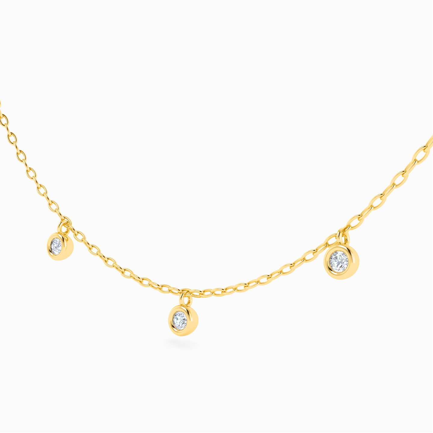 Circle Diamonds Chain Necklace in 18K Gold - 3 Circle Diamonds Chain Necklace in 18K Gold - 3