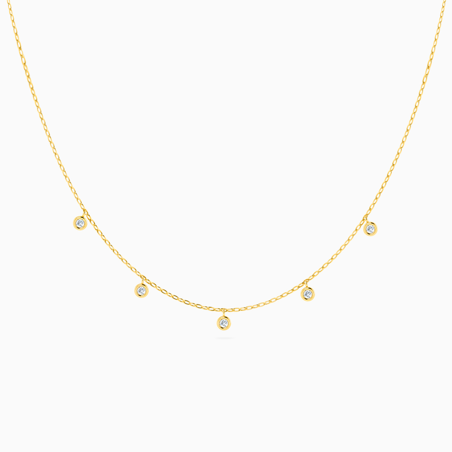 Circle Diamonds Chain Necklace in 18K Gold - 4 Circle Diamonds Chain Necklace in 18K Gold - 4