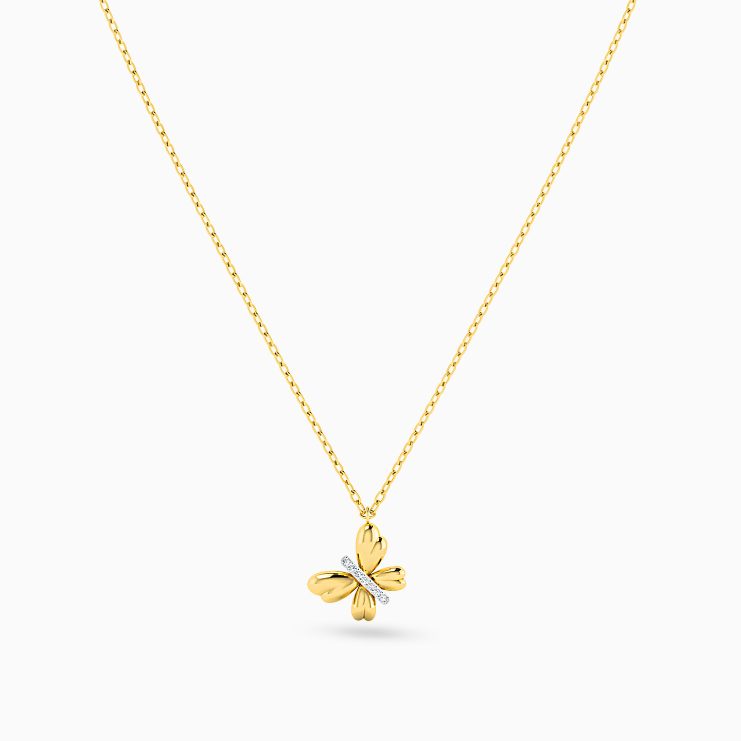 Butterfly Diamonds Necklace In 18K Gold - 3 Butterfly Diamonds Necklace In 18K Gold - 3