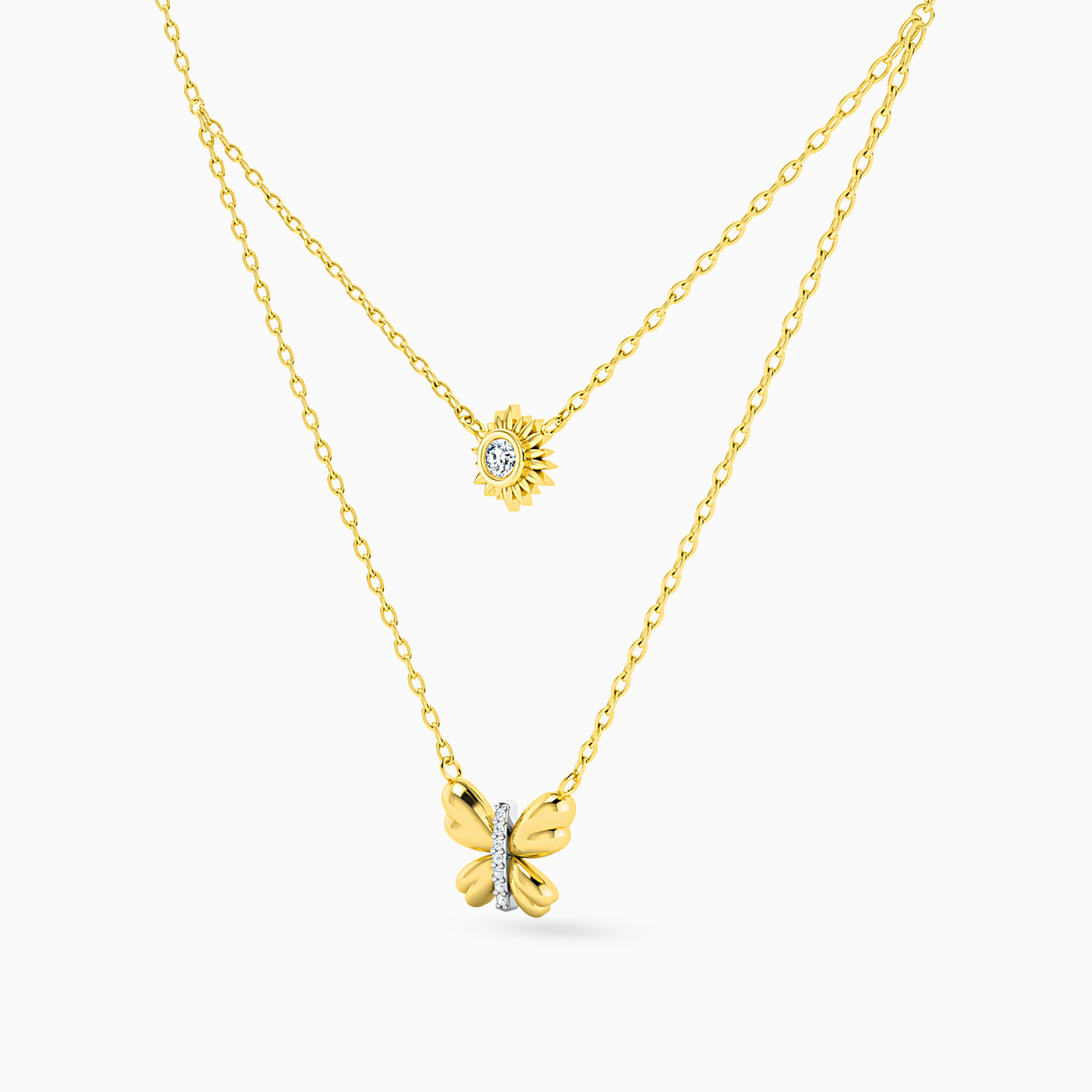 18K Gold Diamond Layered Necklace - 2