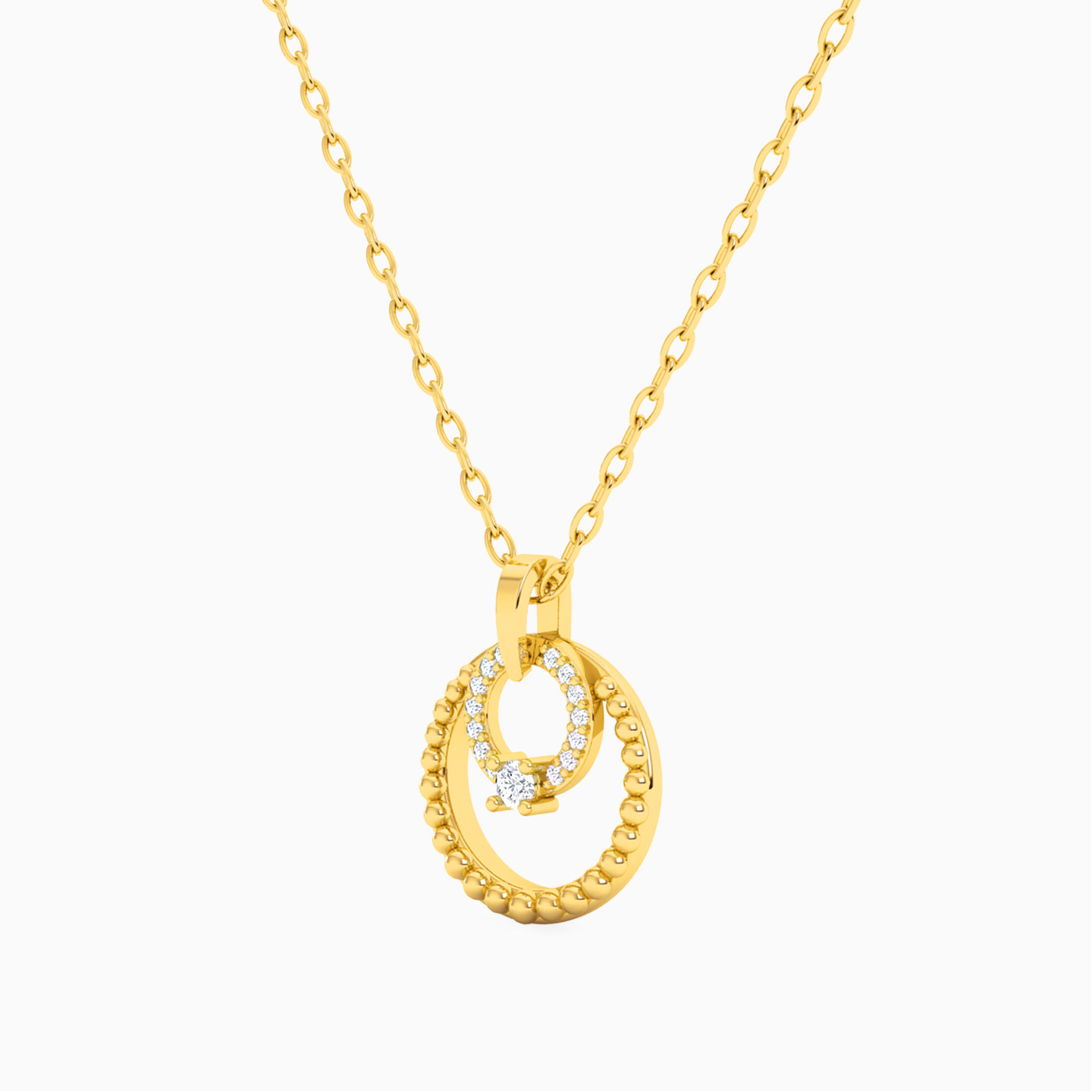 18K Gold Diamond Pendant Necklace - 2