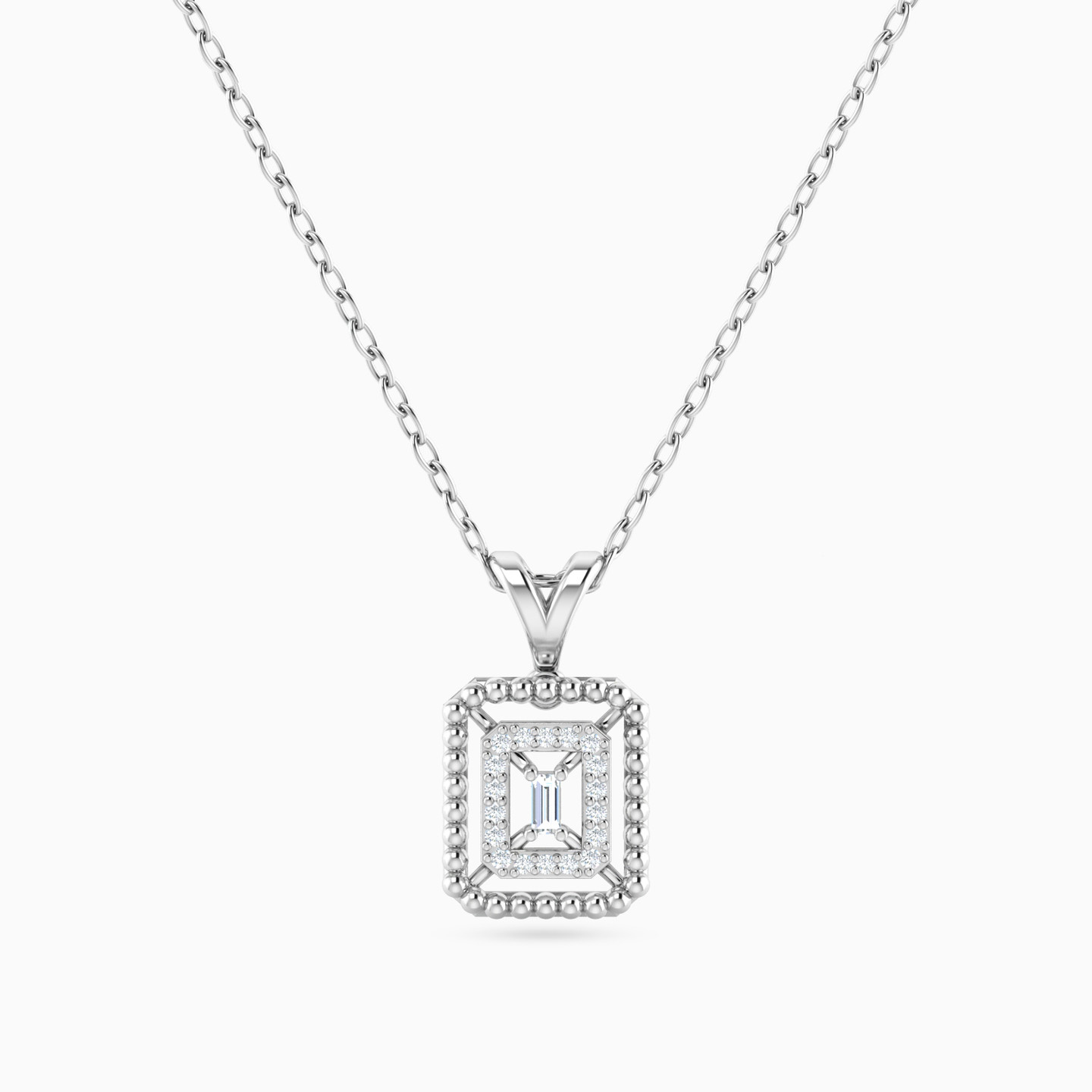 Square Diamond Necklace in 18K Gold