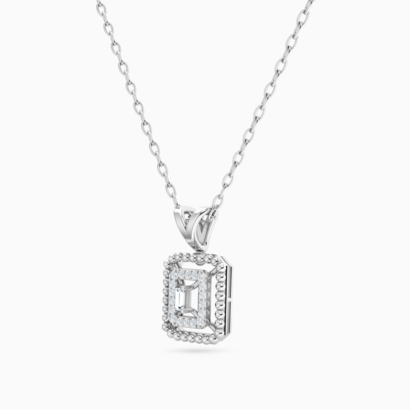 Square Diamond Necklace in 18K Gold - 2