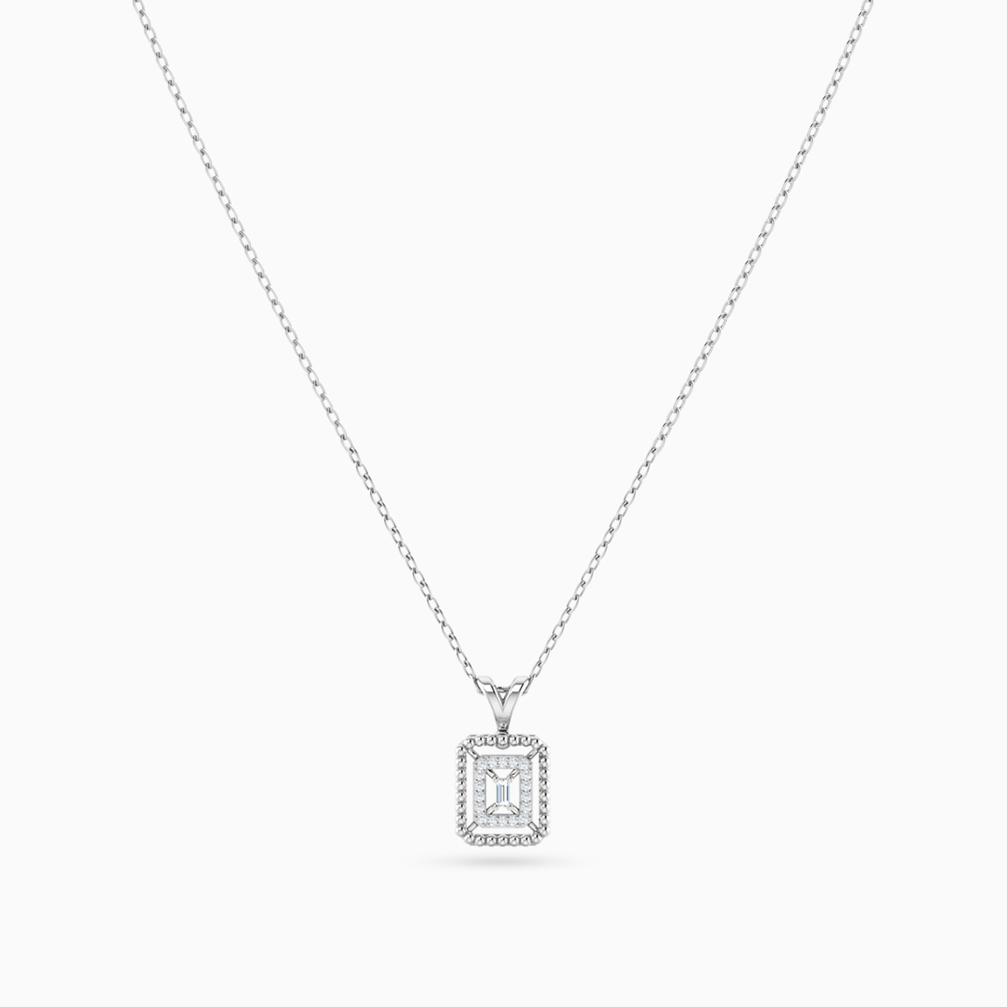 Square Diamond Necklace in 18K Gold - 3