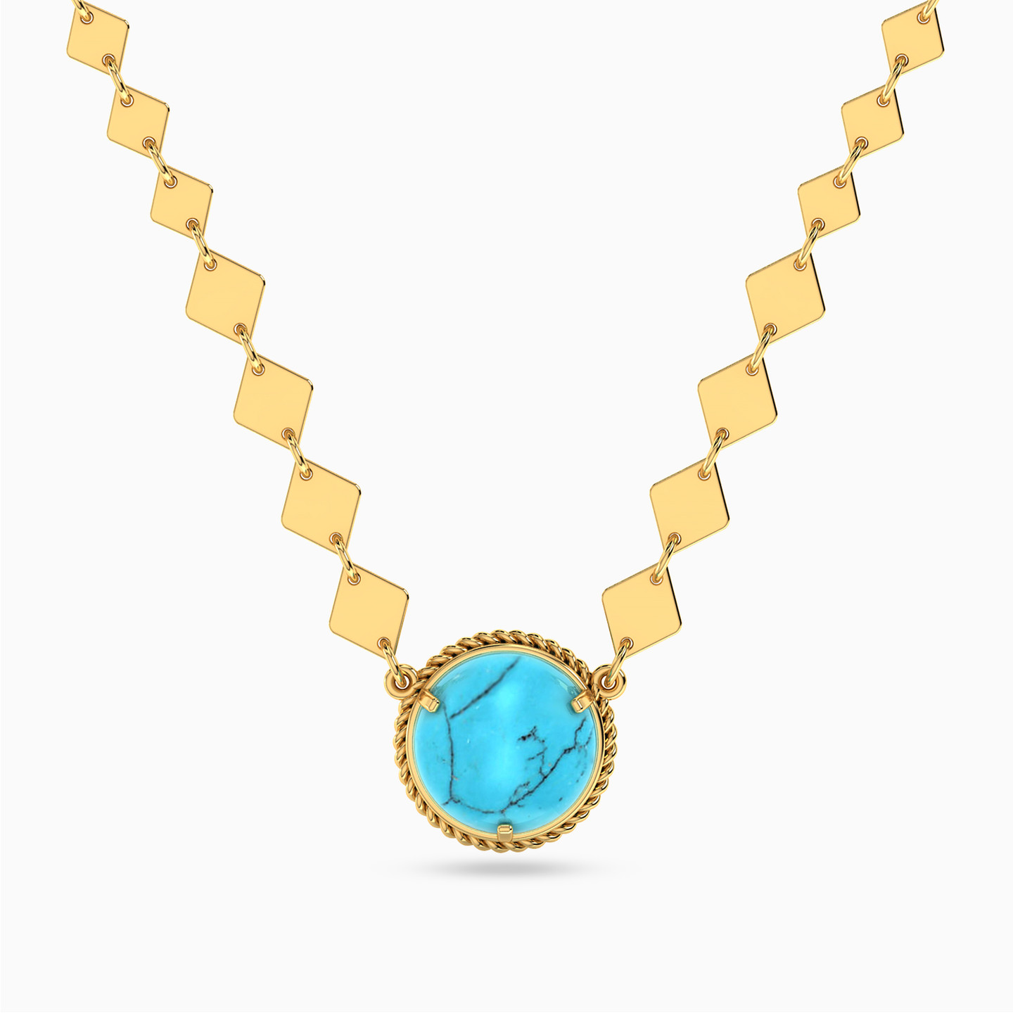 18K Gold Colored Stones Pendant Necklace