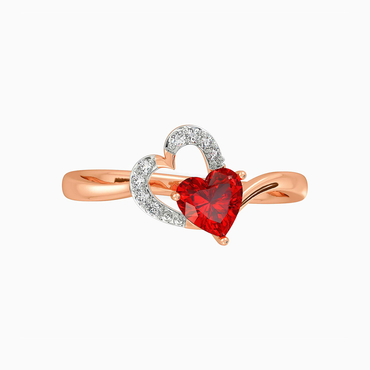 Heart Diamond & Red Stone Ring in 18K Gold Heart Diamond & Red Stone Ring in 18K Gold