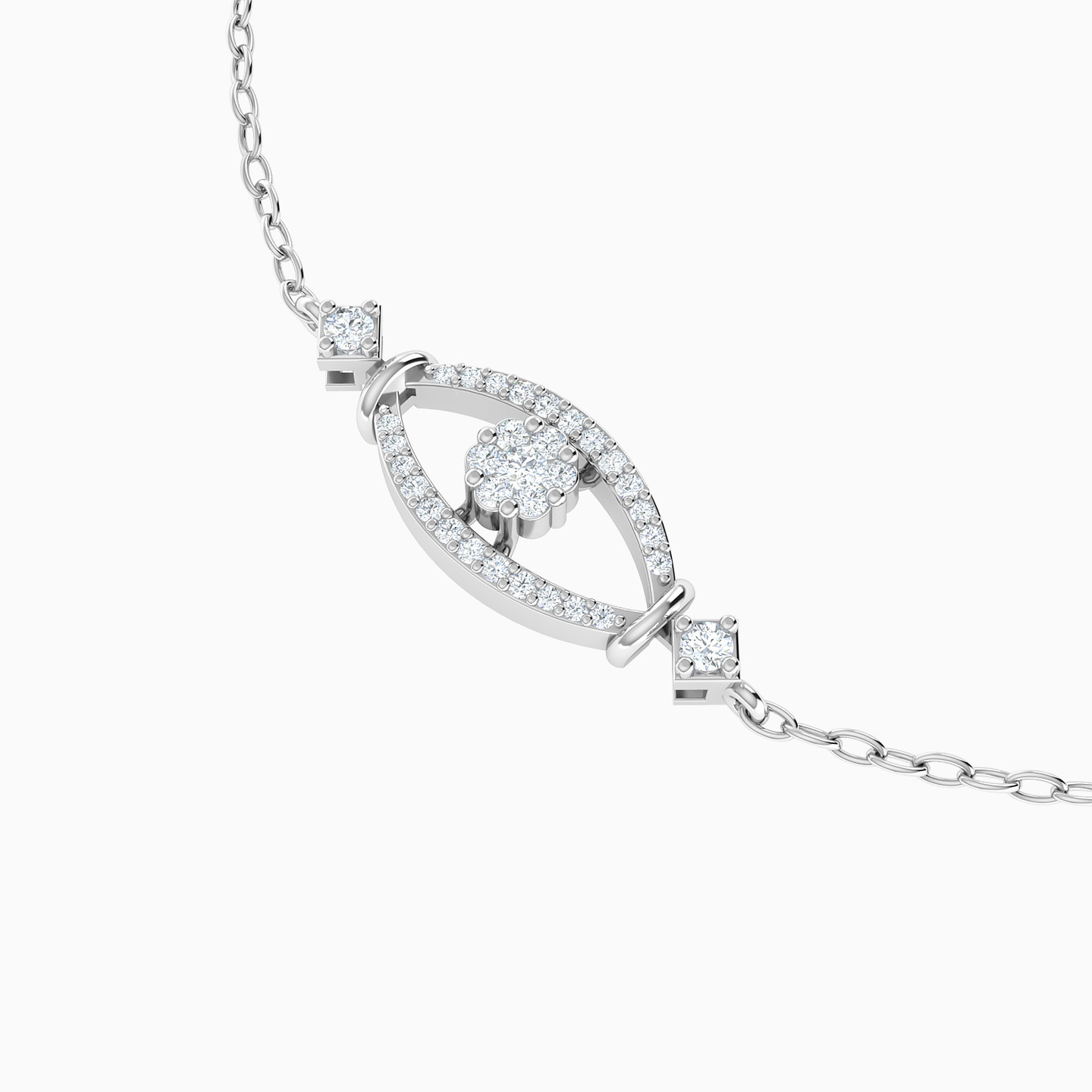Marquise Diamond Chain Bracelet in 18K Gold - 3 Marquise Diamond Chain Bracelet in 18K Gold - 3