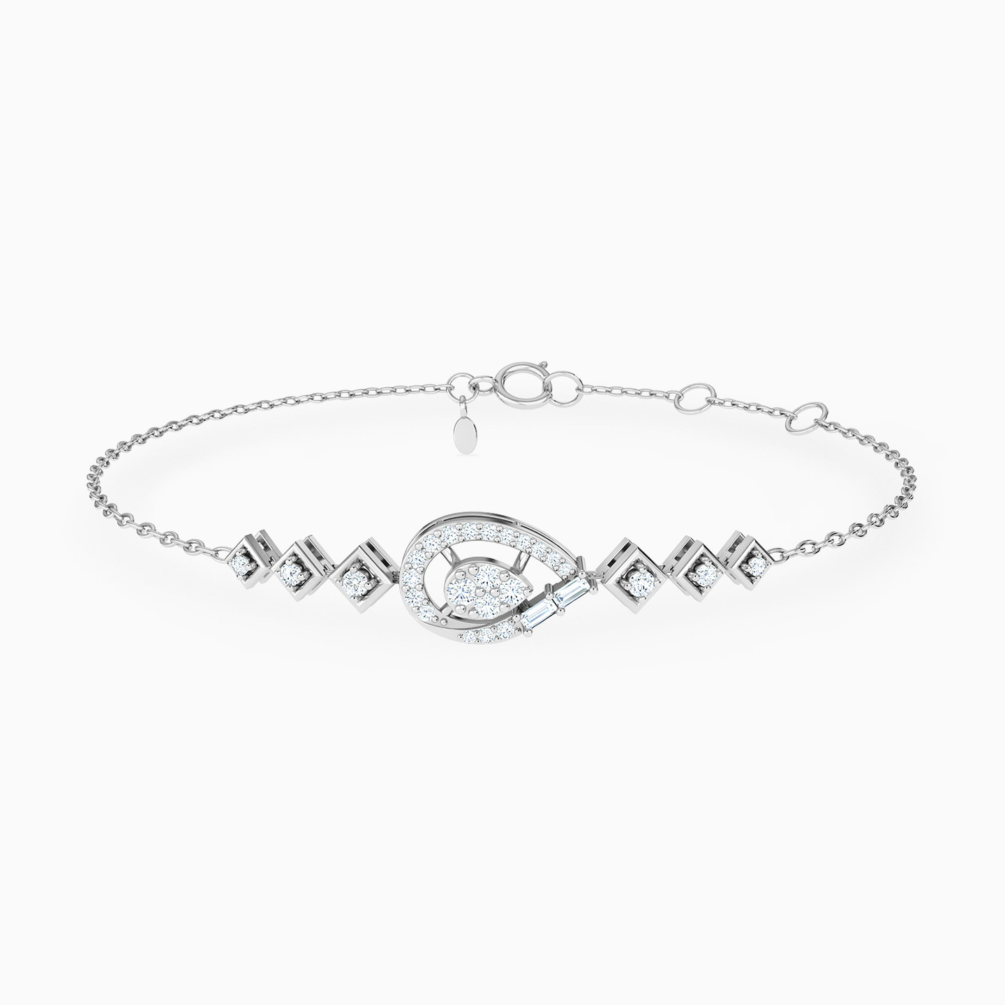 أسورة بسلسلة ذهب شكل قطرة عيار 18 قيراط مزينة بالألماس  