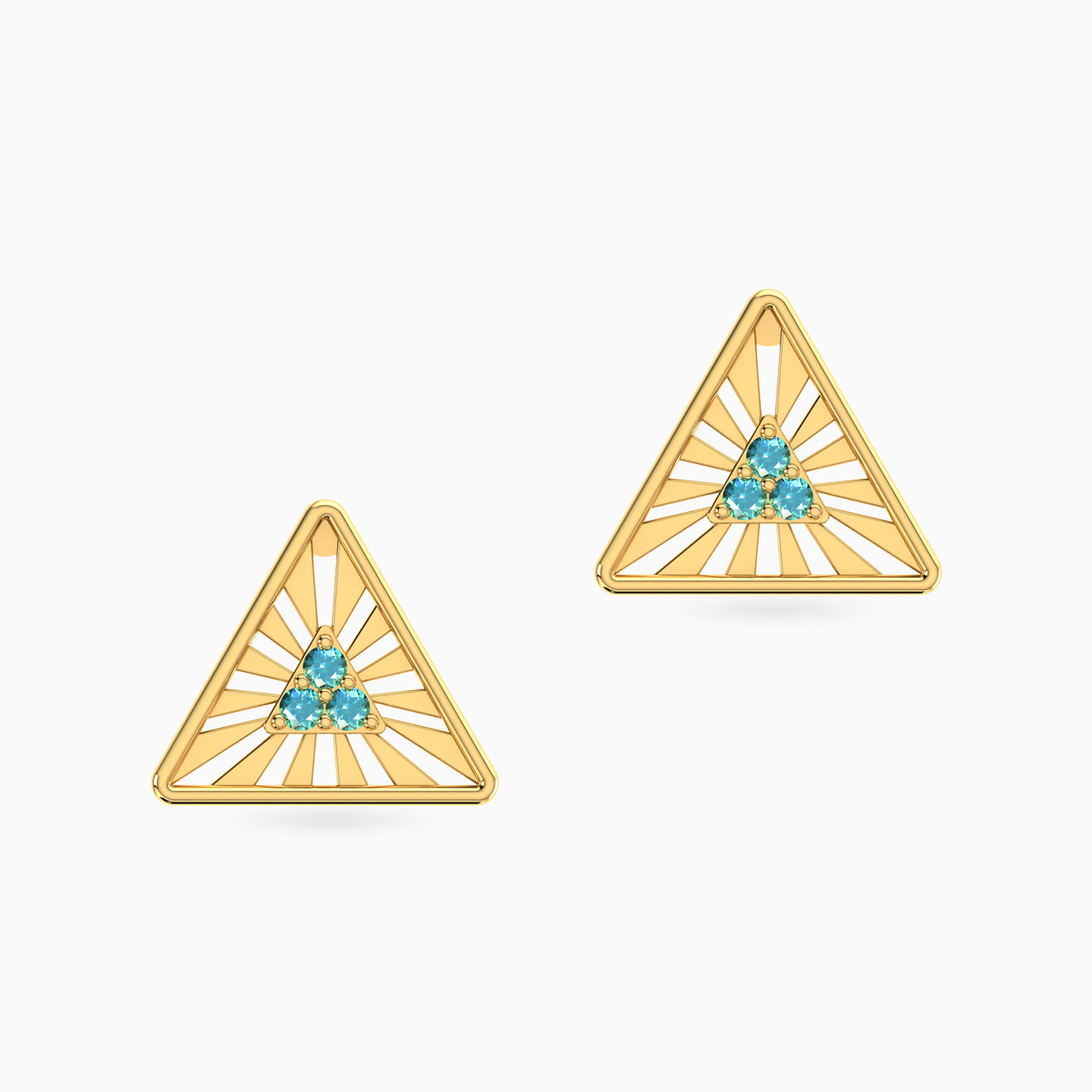 Triangle Colored Stones Stud Earrings in 14K Gold Triangle Colored Stones Stud Earrings in 14K Gold