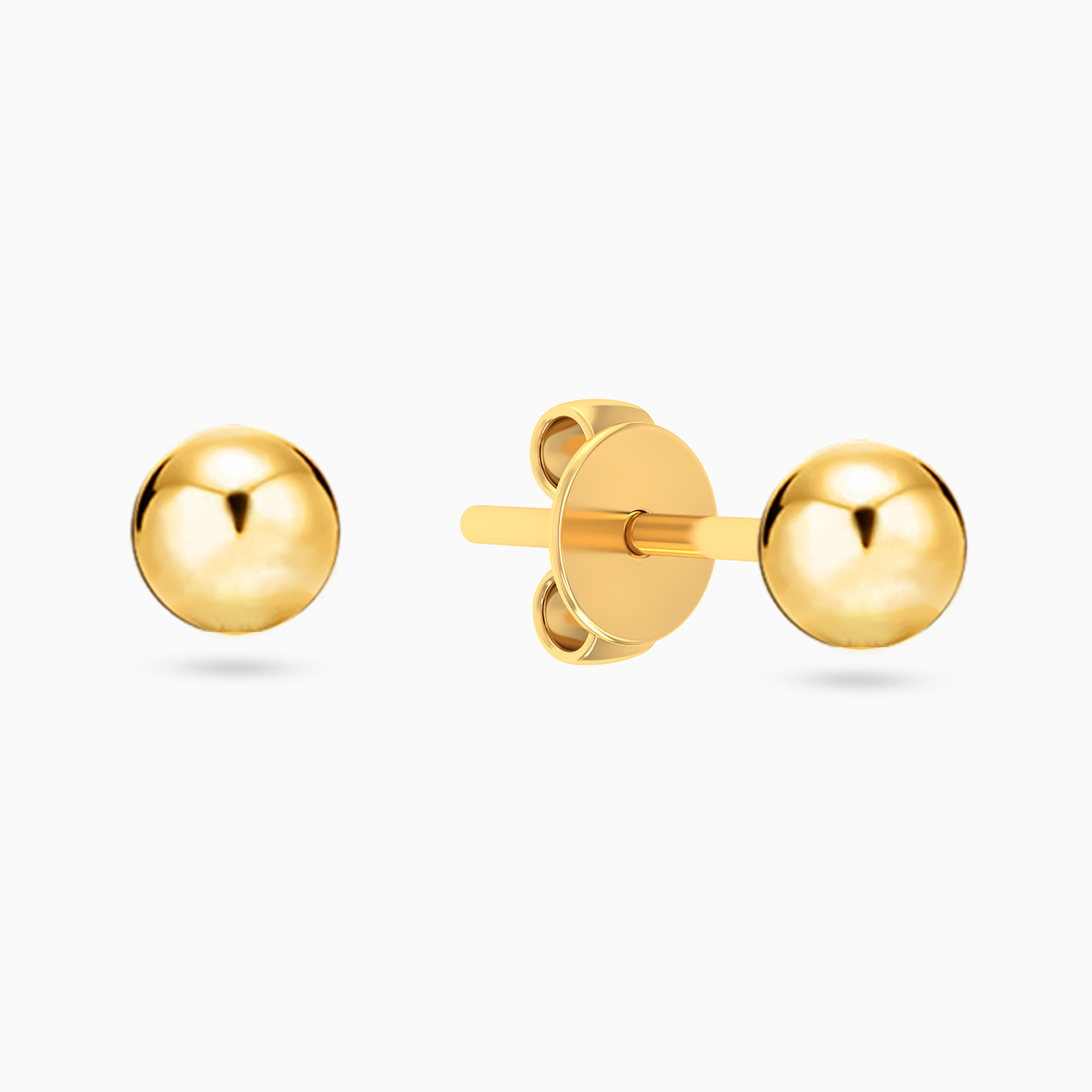 Round Stud Earrings in 14K Gold - 2 Round Stud Earrings in 14K Gold - 2