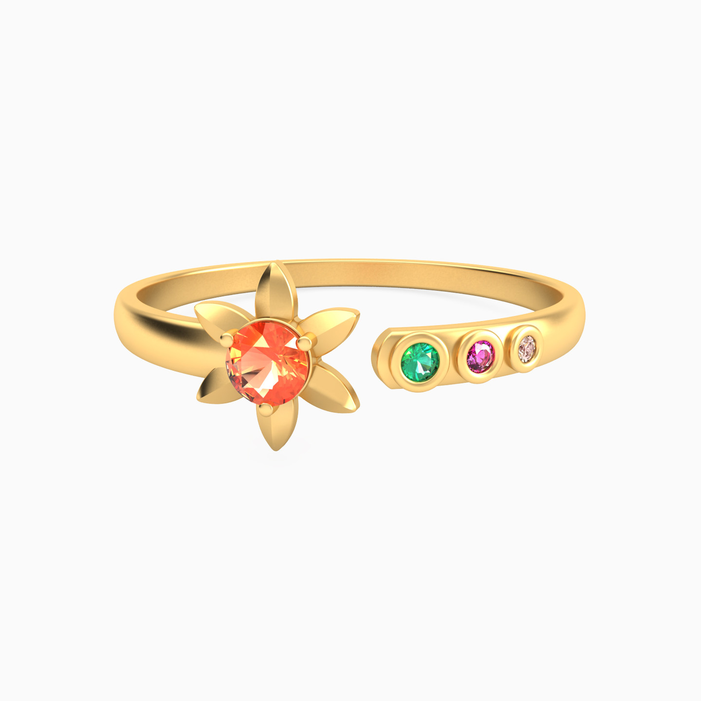 14K Gold Colored Stones Two-headed Ring