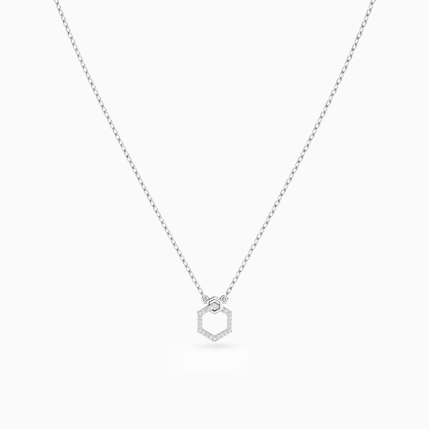 Hexagon Diamond Necklace in 18K Gold - 3 Hexagon Diamond Necklace in 18K Gold - 3