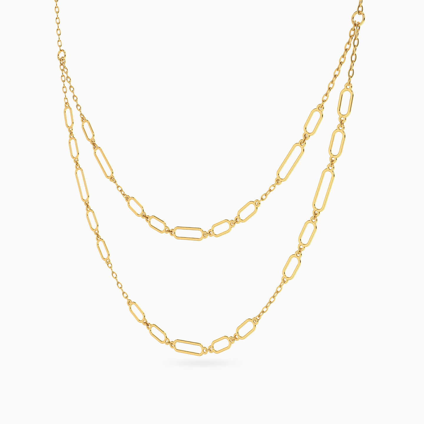 Links Layered Necklace in 18K Gold - 2 Links Layered Necklace in 18K Gold - 2