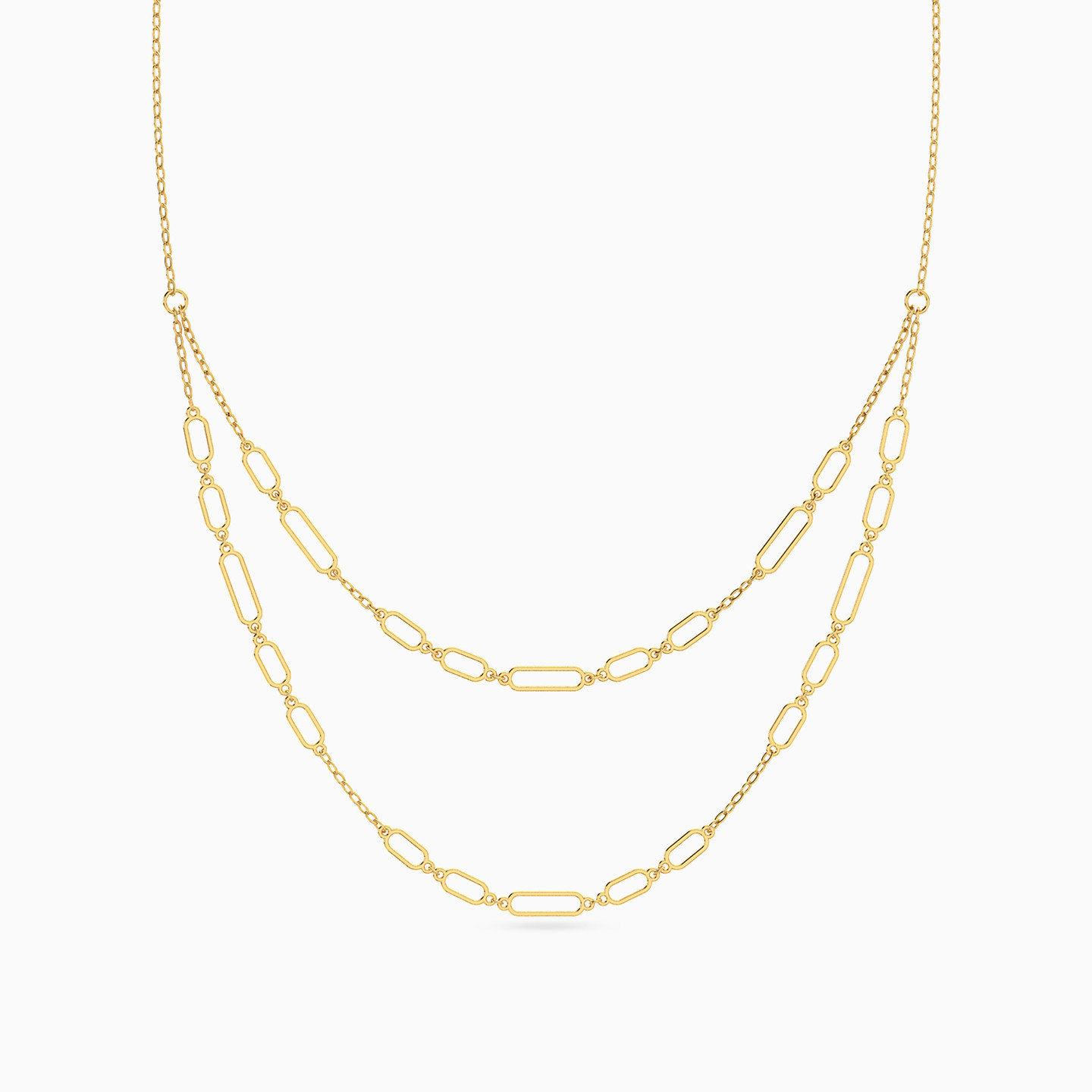 Links Layered Necklace in 18K Gold - 3 Links Layered Necklace in 18K Gold - 3