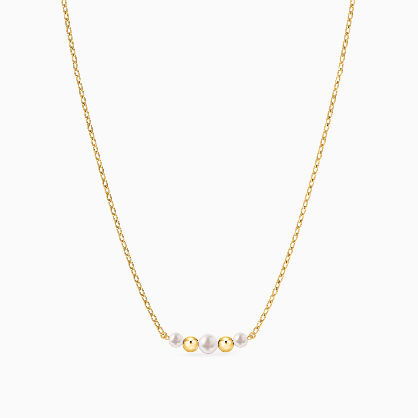 سلسلة ذهب مستديرة عيار 14 قيراط مزينة باللؤلؤ - 3 سلسلة ذهب مستديرة عيار 14 قيراط مزينة باللؤلؤ - 3