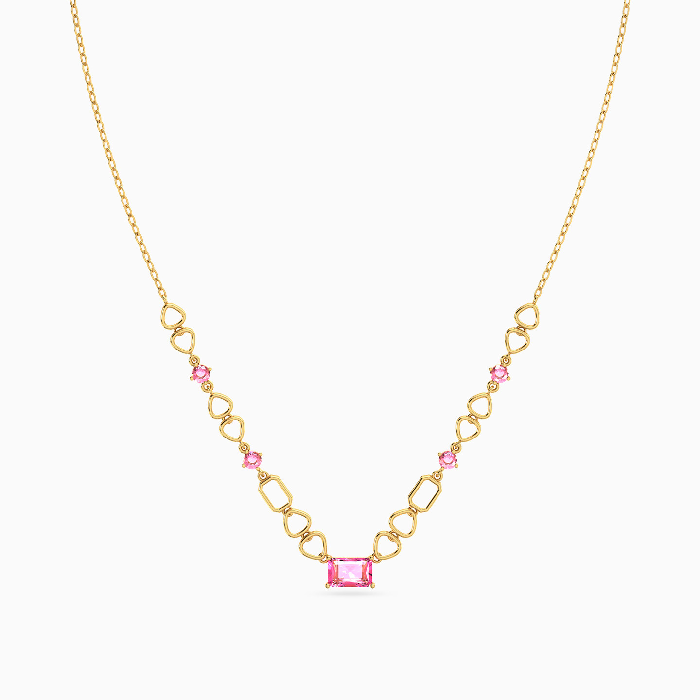 14K Gold Colored Stones Pendant Necklace - 3