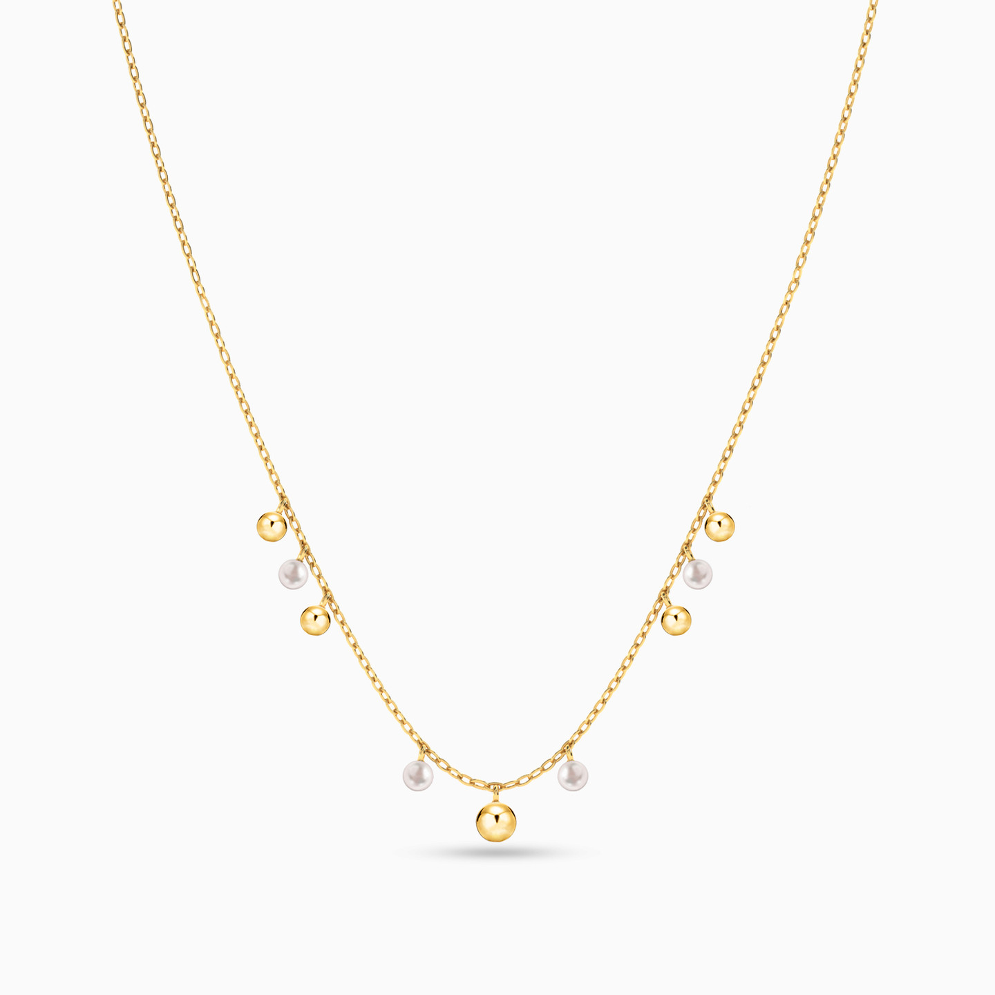 14K Gold Pearls Chain Necklace - 3