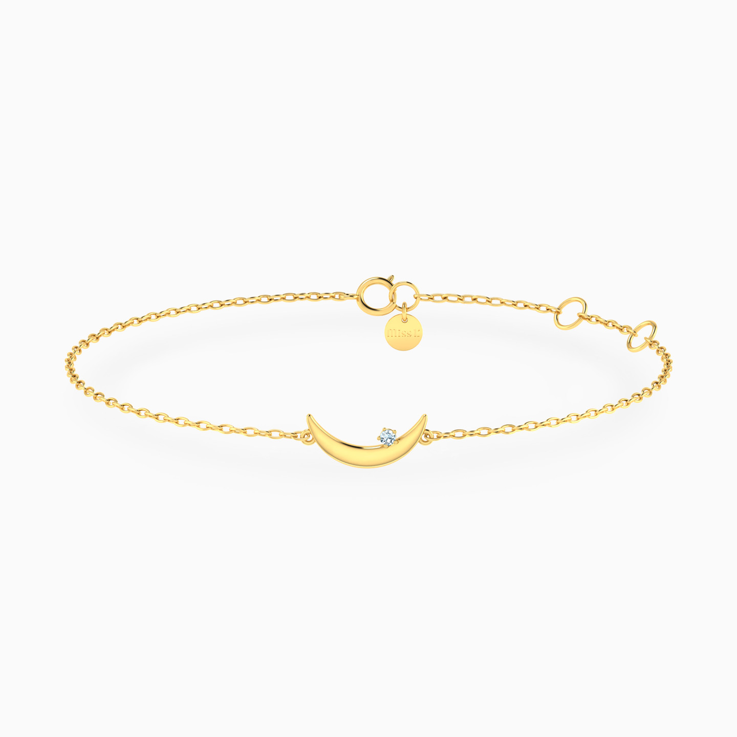 14K Gold Colored Stones Chain Bracelet