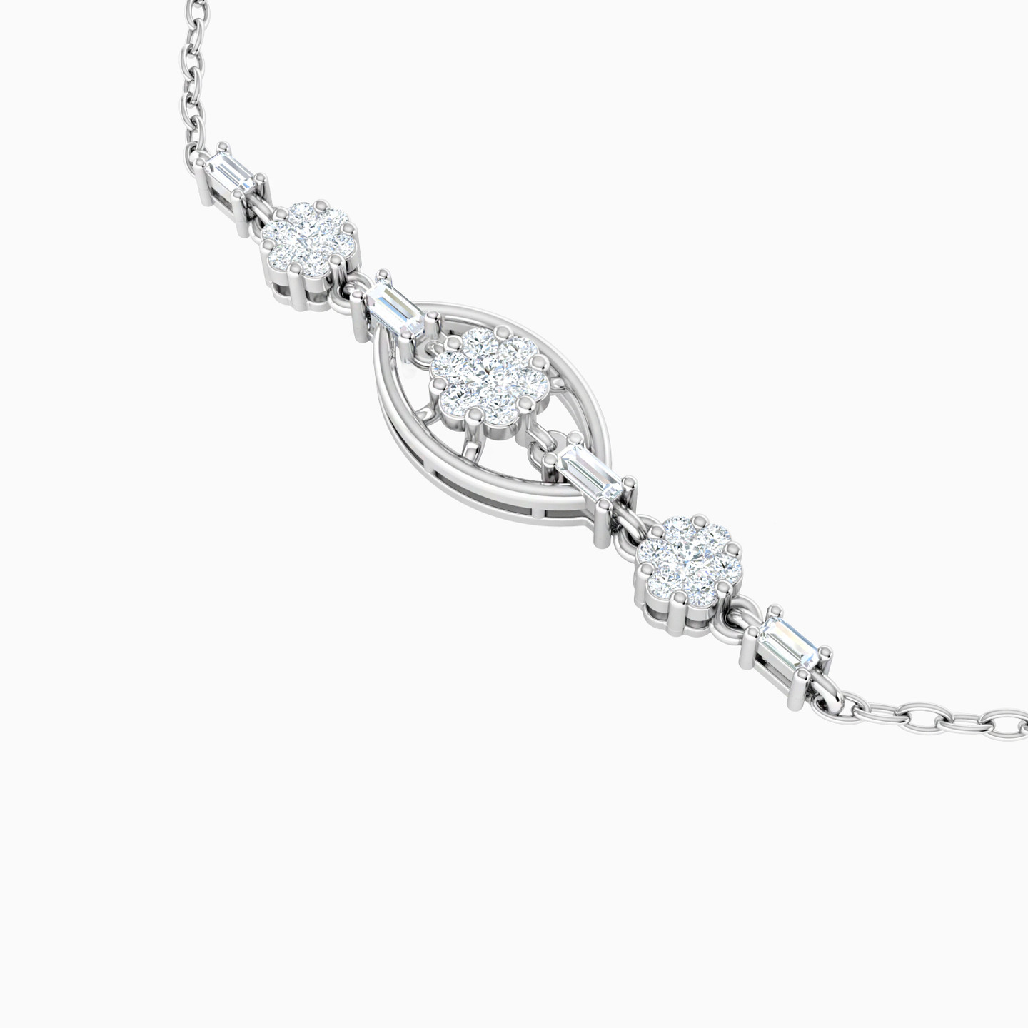 Oval Diamond Chain Bracelet in 18K Gold - 3 Oval Diamond Chain Bracelet in 18K Gold - 3