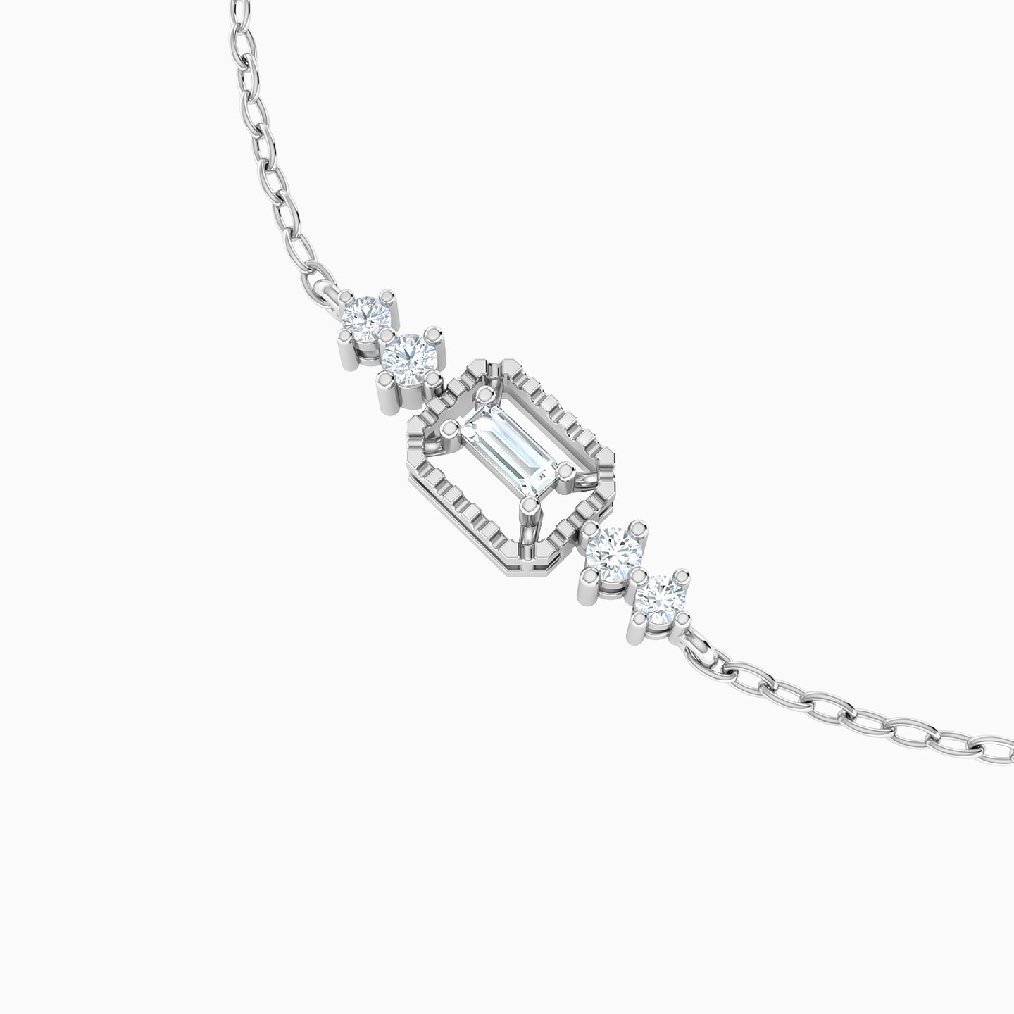 Square Diamond Chain Bracelet in 18K Gold - 3 Square Diamond Chain Bracelet in 18K Gold - 3