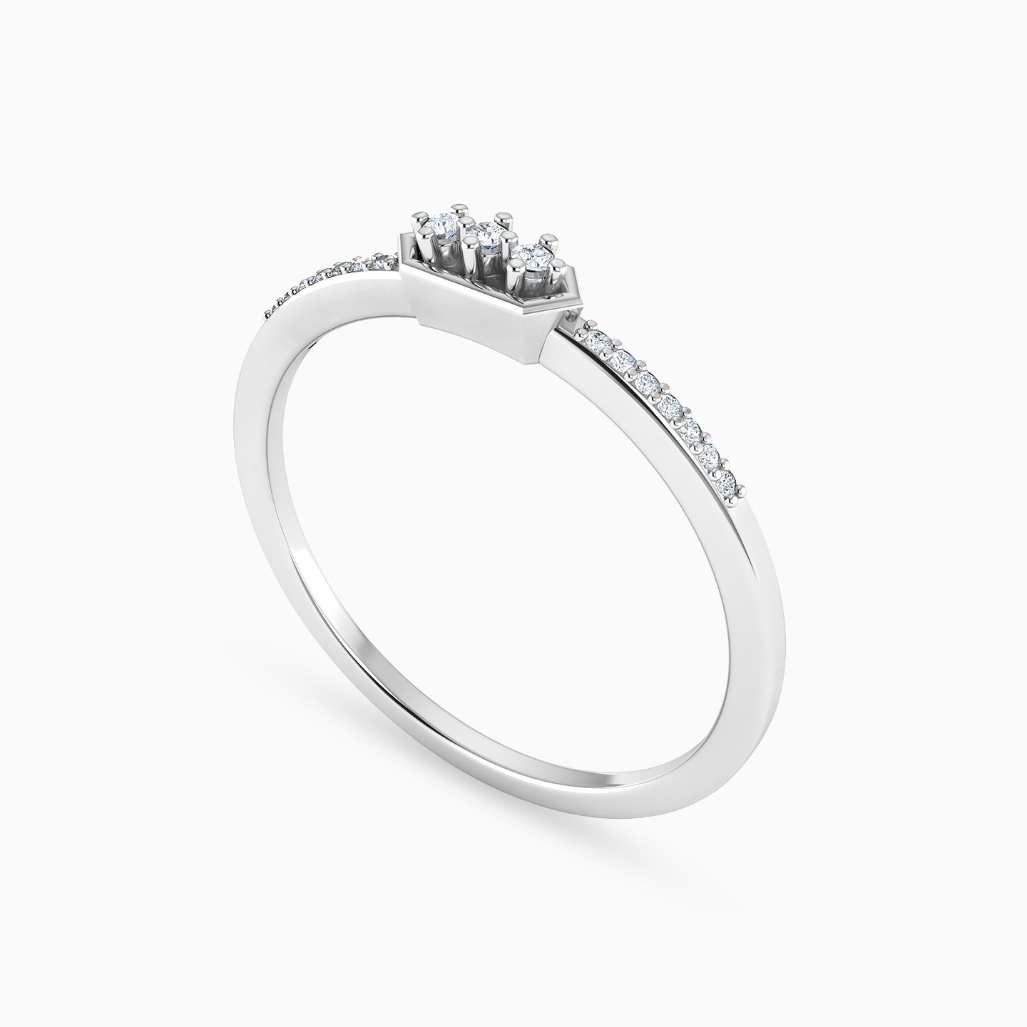 خاتم ذهب مستطيل عيار 18 قيراط مزين بالألماس - 2 خاتم ذهب مستطيل عيار 18 قيراط مزين بالألماس - 2