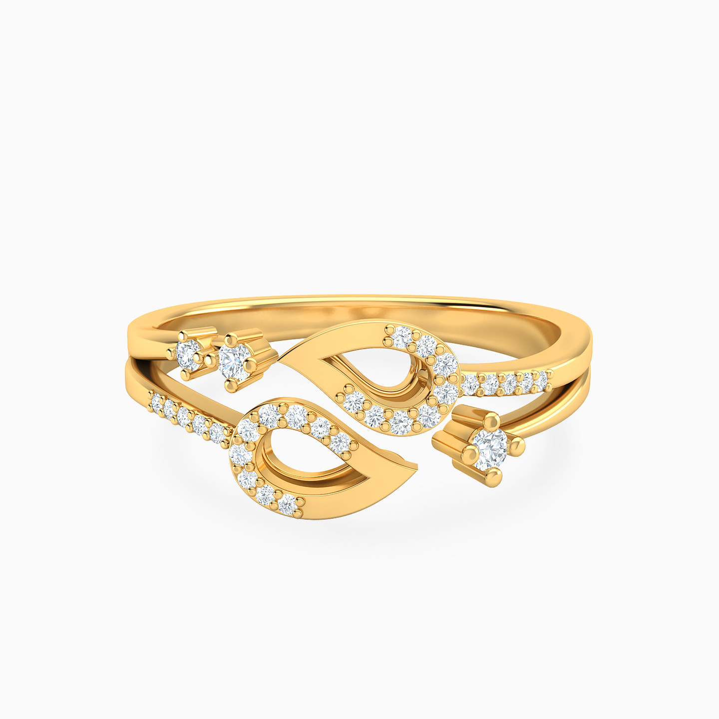 18K Gold Diamond Two-headed Ring