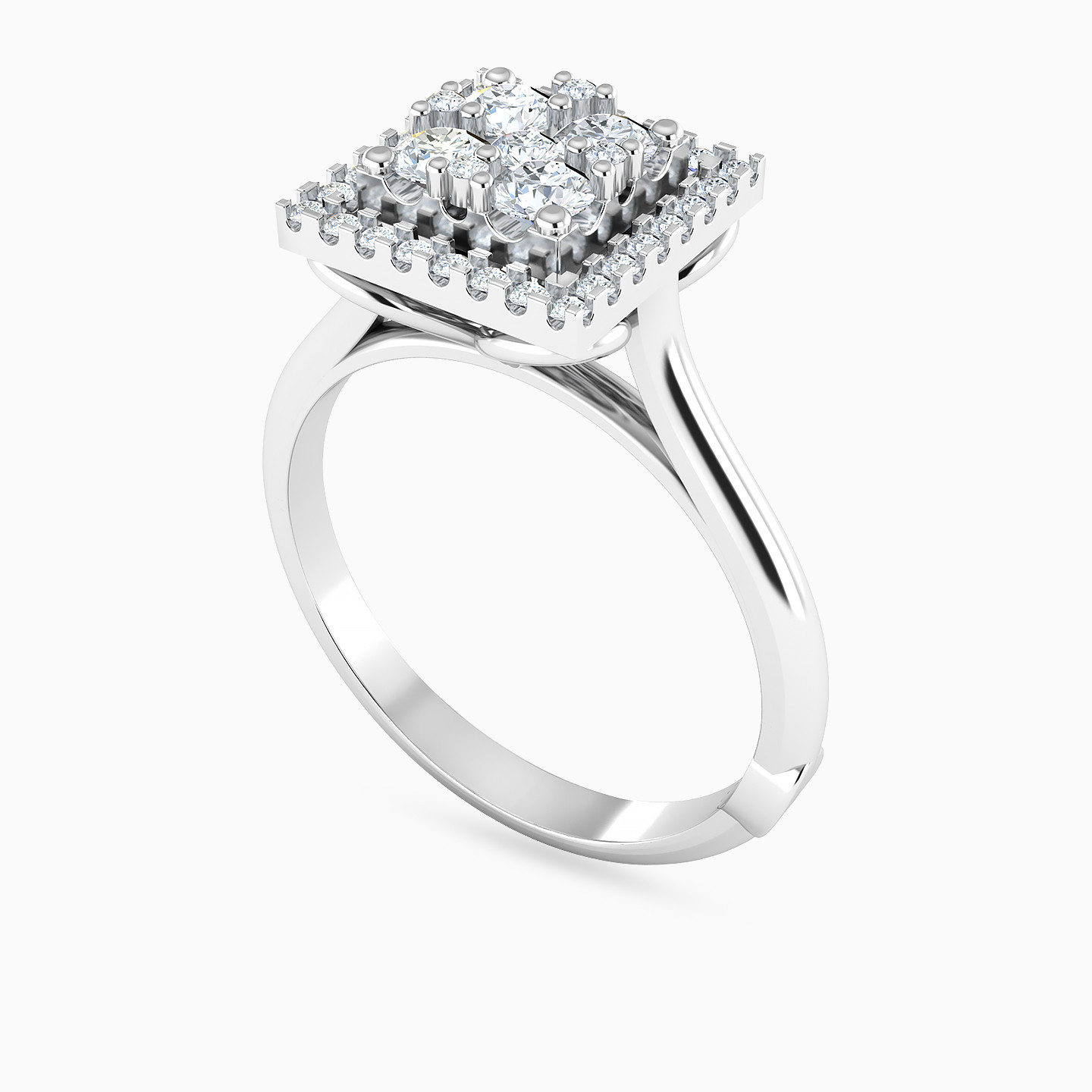 Square Diamond Ring in 18K Gold - 2 Square Diamond Ring in 18K Gold - 2