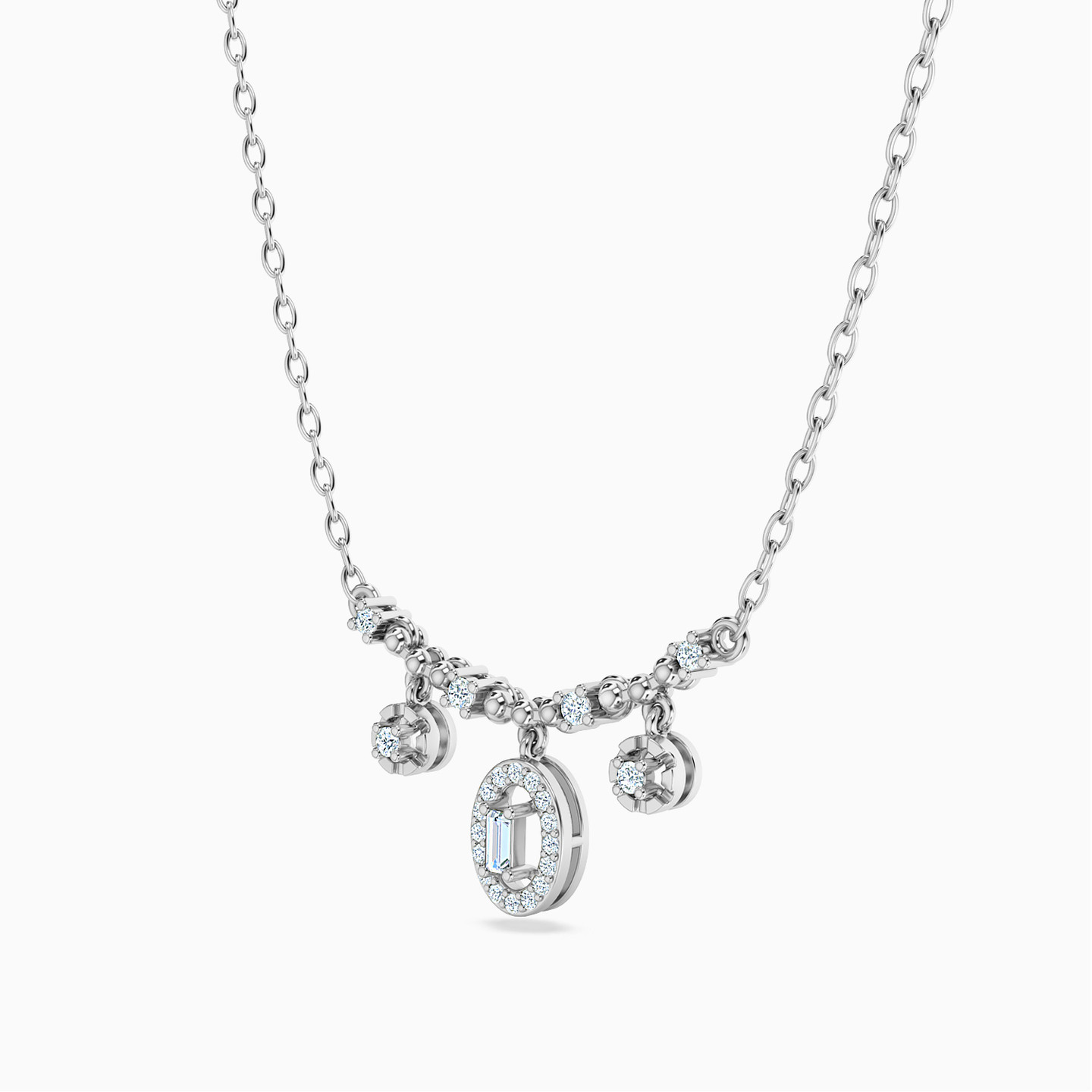 سلسلة ذهب بيضاوية عيار 18 قيراط مزينة بالألماس   - 2