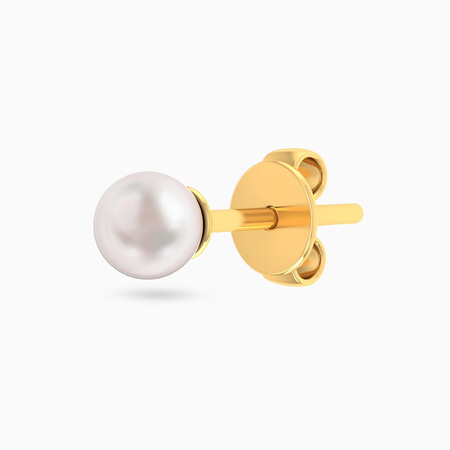 Round Pearls Stud Earrings in 14K Gold - 3 Round Pearls Stud Earrings in 14K Gold - 3