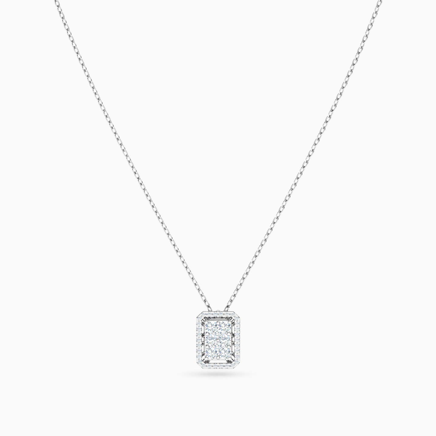 Rectangle Diamond Pendant in 18K Gold - 3