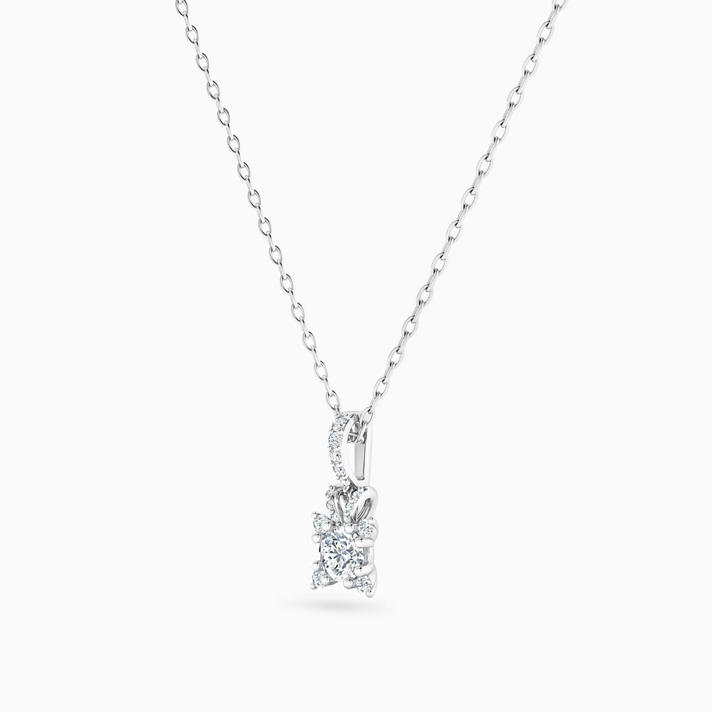 Square Diamond Necklace in 18K Gold - 2 Square Diamond Necklace in 18K Gold - 2