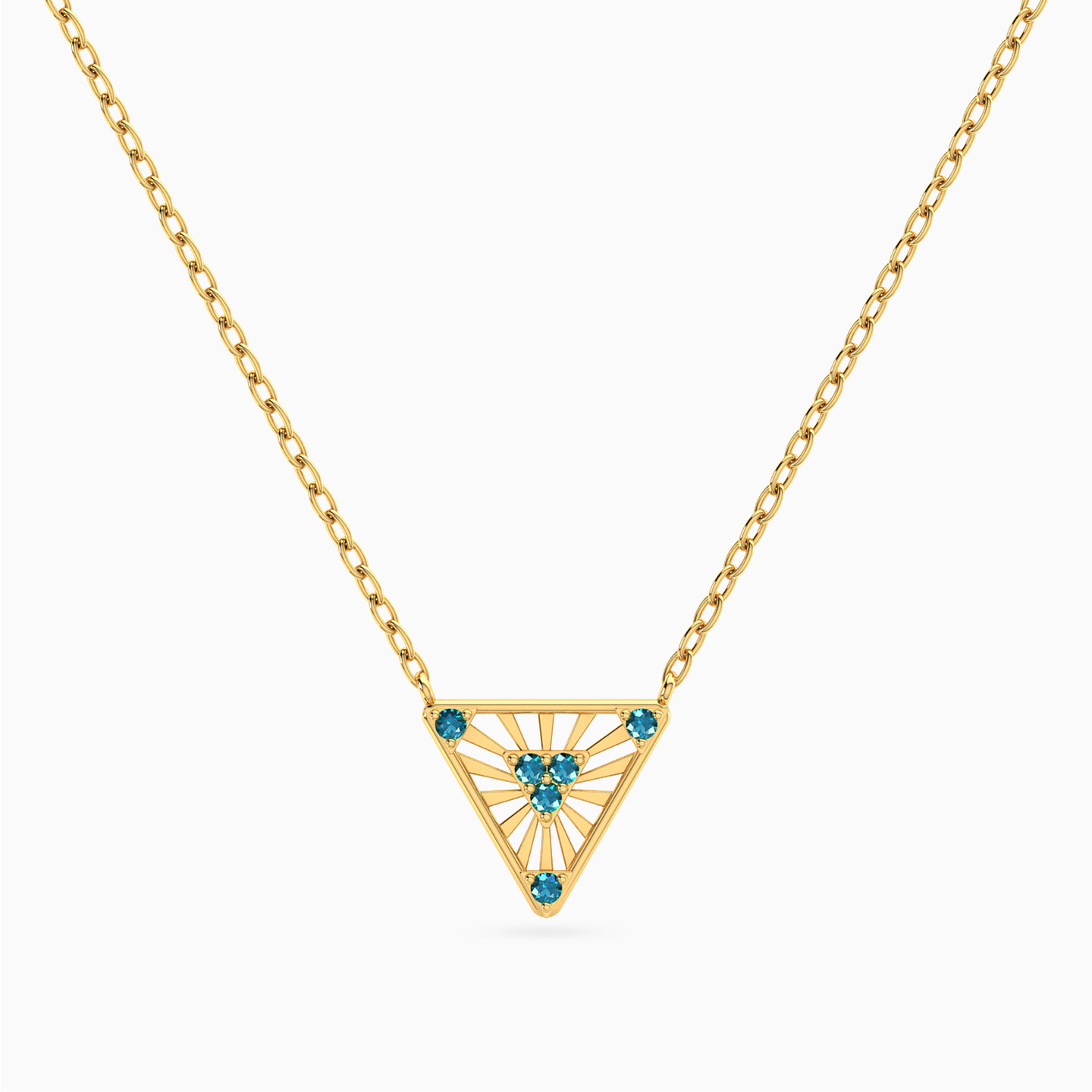 14K Gold Colored Stones Pendant Necklace